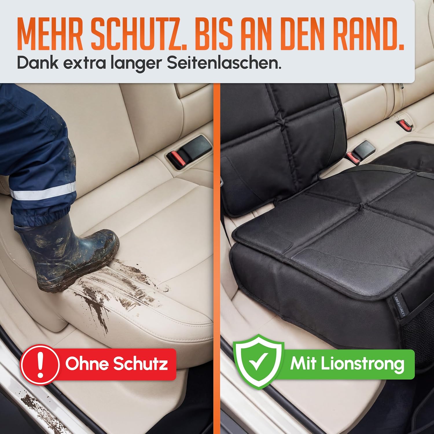 Detalle de LIONSTRONG Kindersitzunterlage Schwarz, wasserabweisend