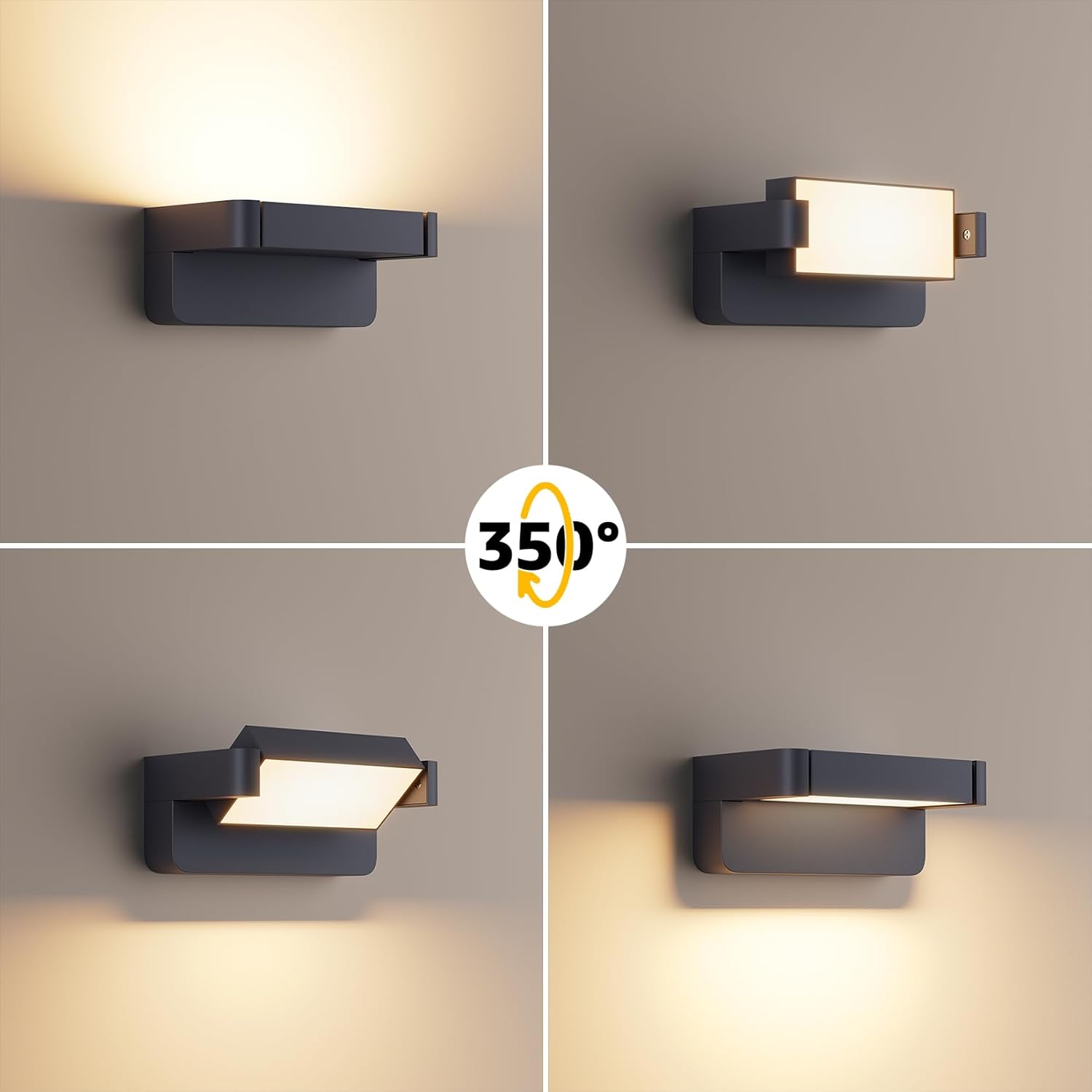 Detalle 2 de Aipsun 24W LED applique da esterno orientabile IP65, 1500 lm, 3000K
