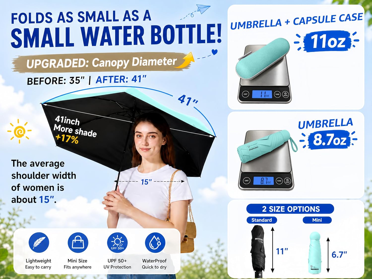 Thumbnail 4 de BAODINI Travel Essentials Mini Umbrella for Purse with Case