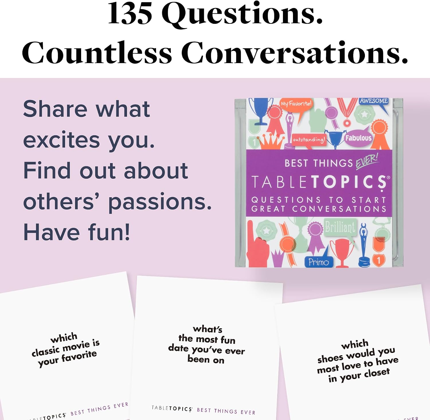 Detalle de TableTopics Conversation Card Game, 135 Cards