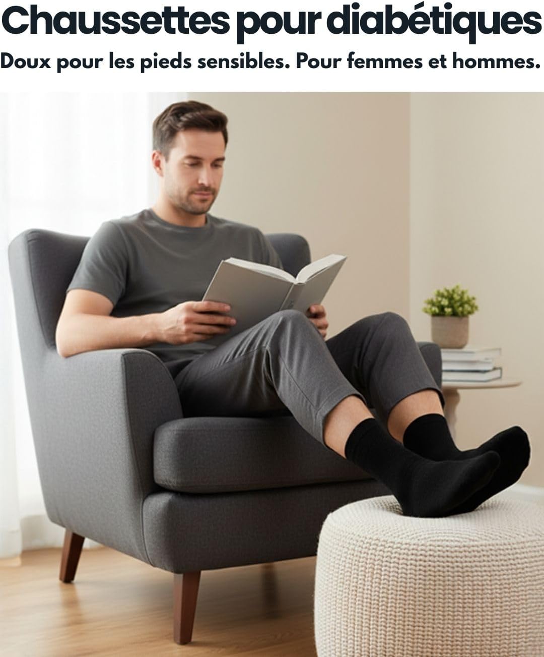 Thumbnail 1 de Lot de 10 paires de chaussettes diabétiques sockenkauf24 (coton, sans couture, sans élastique serrant)