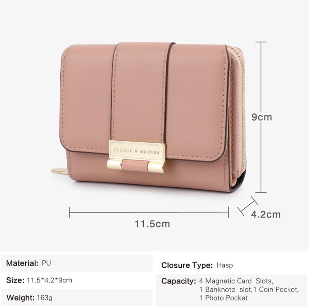 Detalle 1 de Vllcsla Women's Compact Bifold Wallet with Coin Pocket