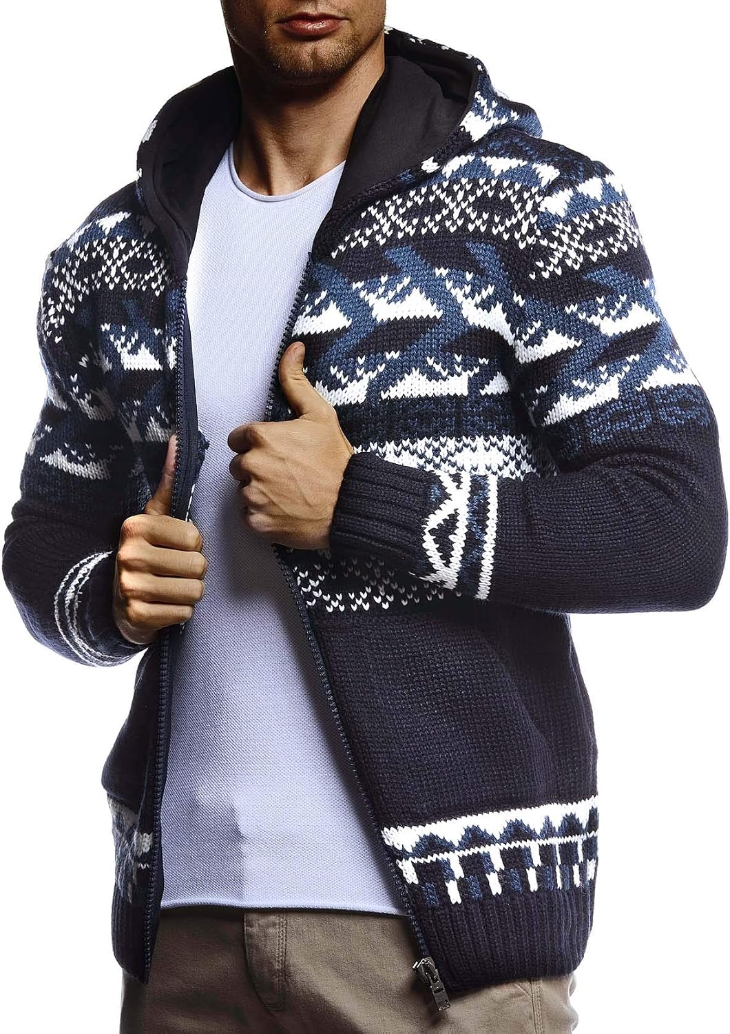 Thumbnail 5 de Leif Nelson Giacca Uomo in Maglia con Cappuccio LN-20756