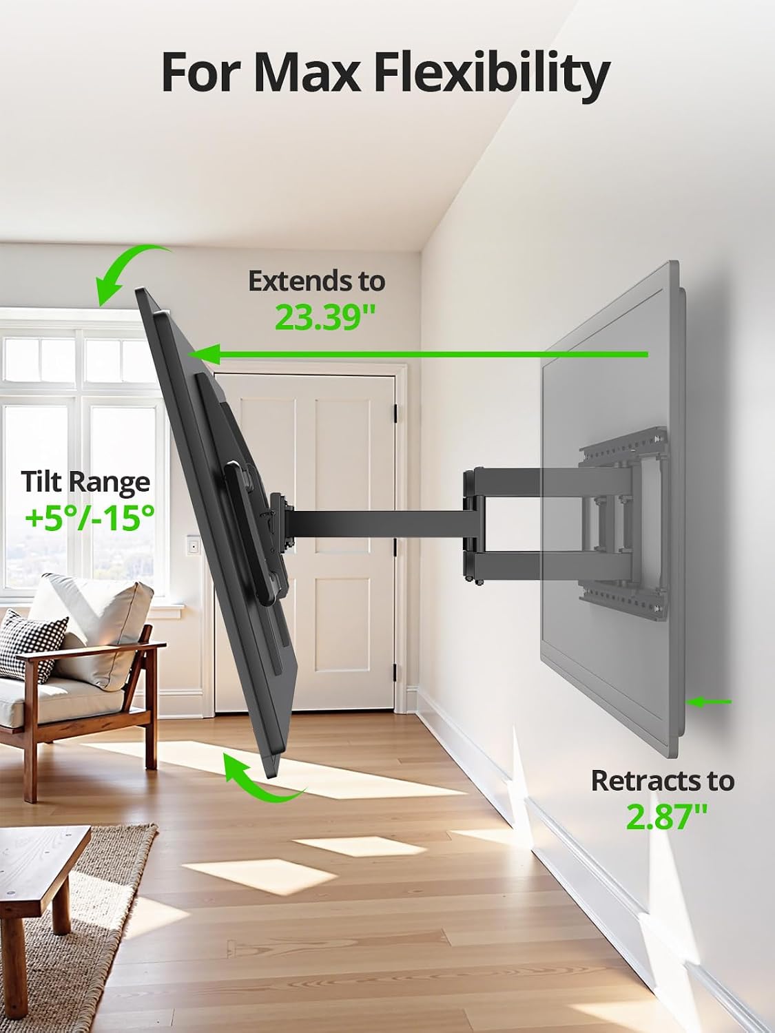 Detalle de USX MOUNT Heavy-Duty Full-Motion TV Wall Mount for 42–100-Inch TVs