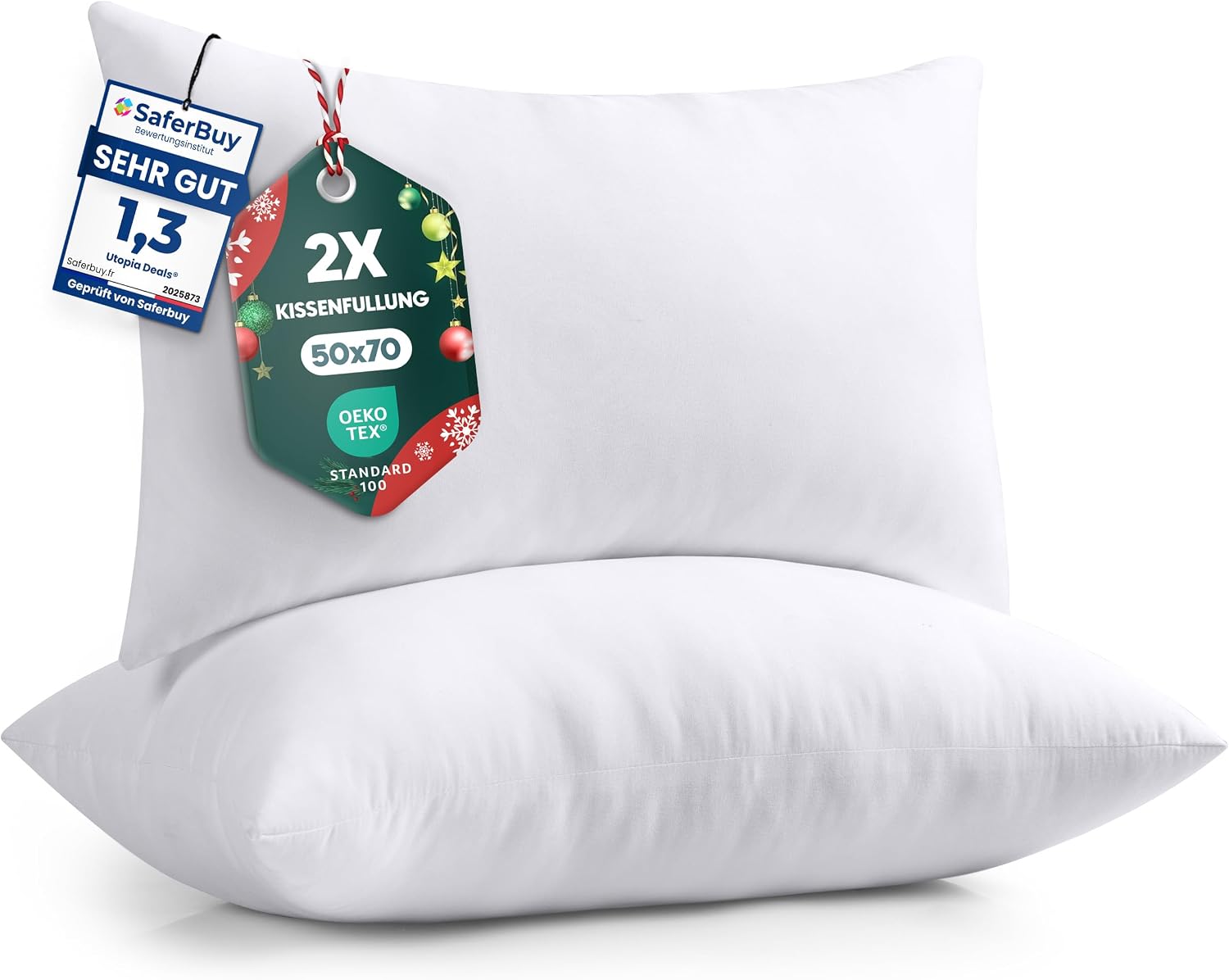Detalle de Utopia Bedding 2er Set Kissenfüllung 50 x 70 cm 🛋