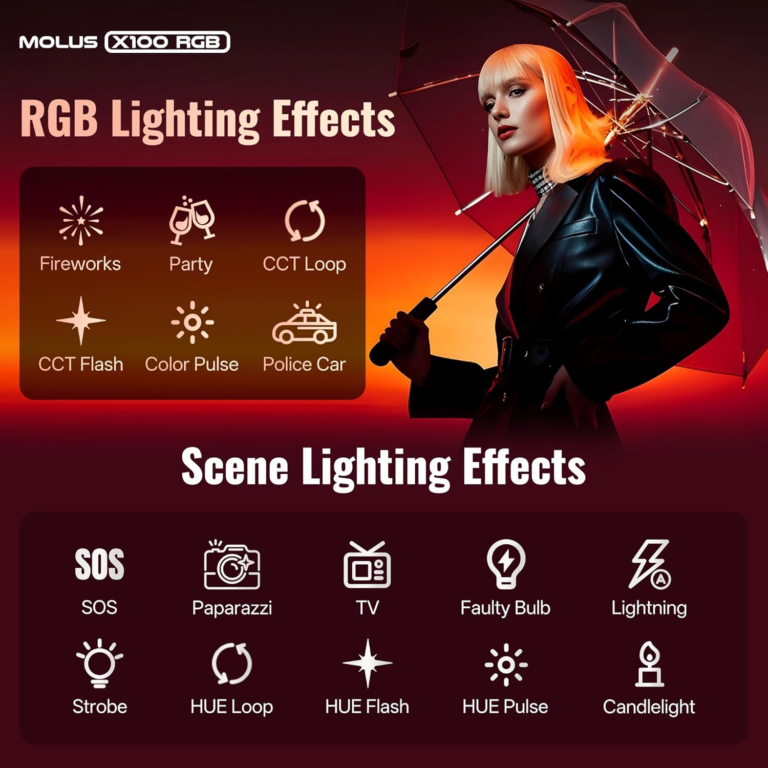 Thumbnail 4 de ZHIYUN MOLUS X100 RGB Standard 100W Video Light — Upgraded Portable RGBWW Studio Light