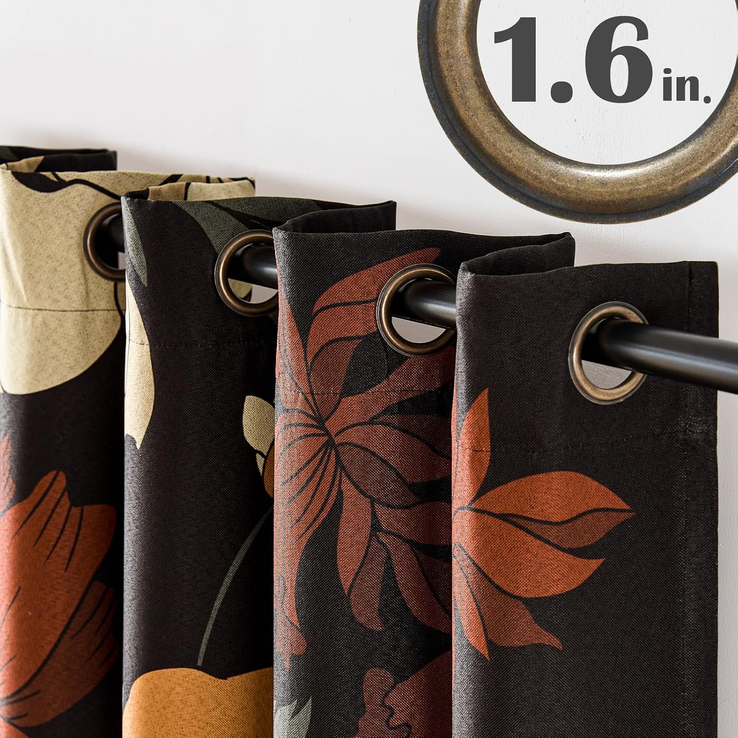 Thumbnail 6 de jinchan JINCHAN Curtains Floral Blackout Drapes, 80% Light Blocking, 96-Inch