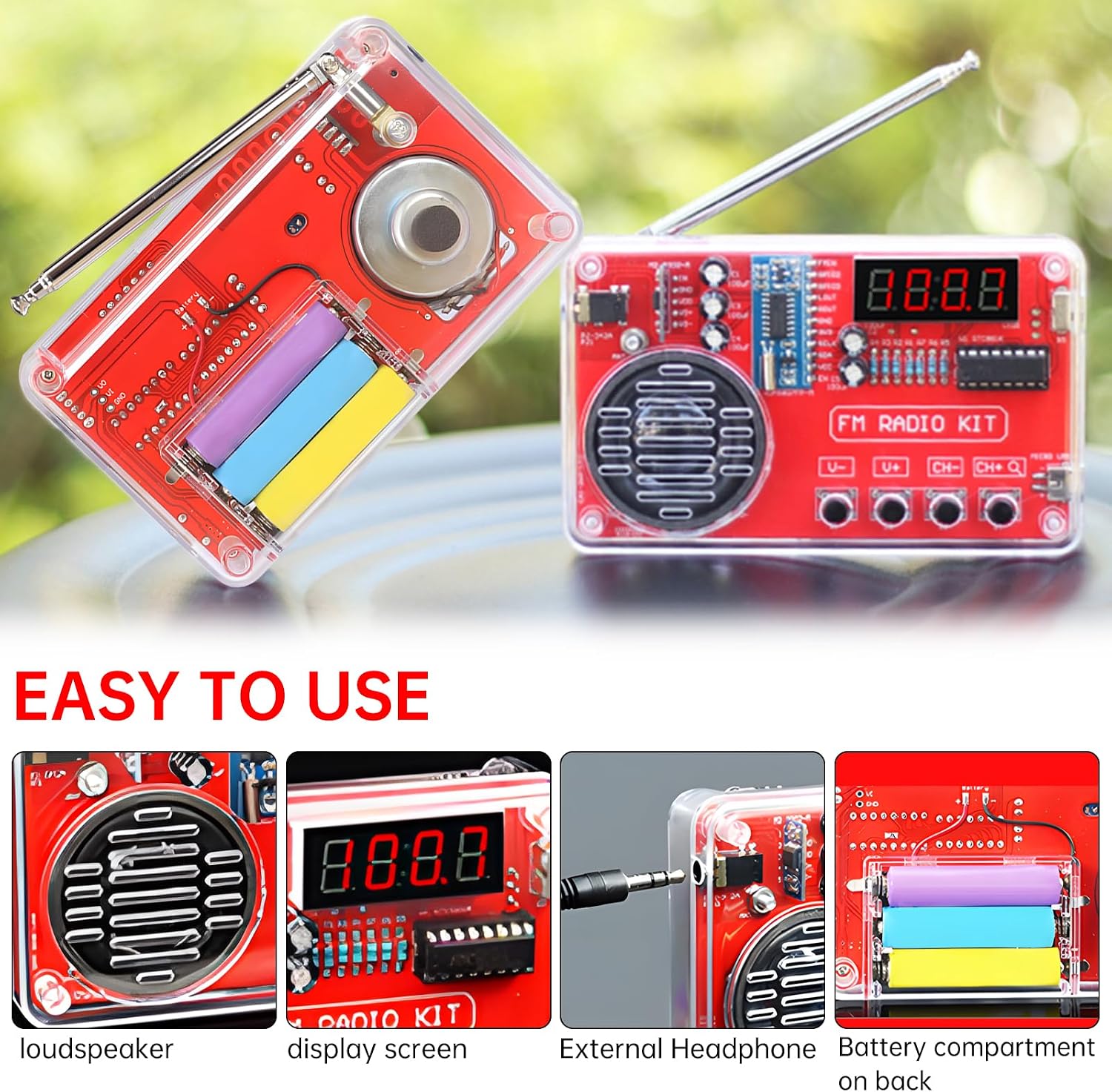 Detalle de Heemol DIY-soldeerset voor digitale FM-radio met display en oplaadmodule