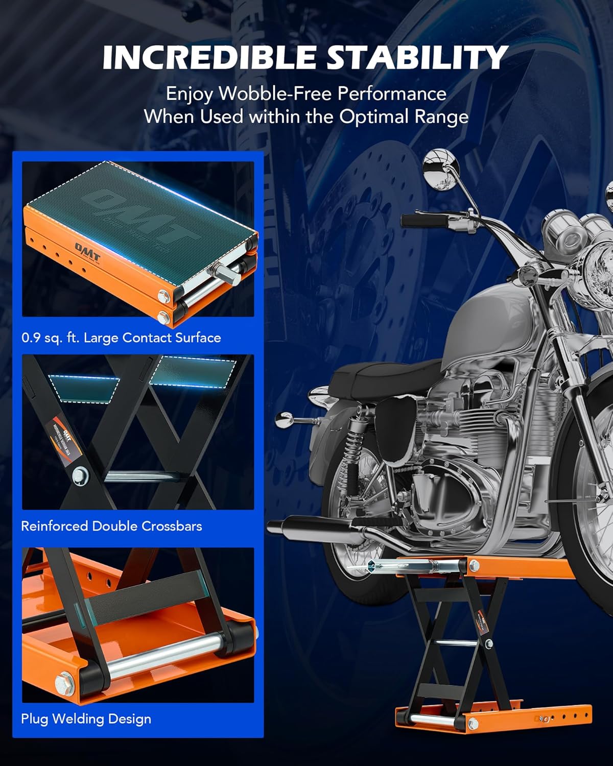 Thumbnail 2 de Orion Motor Tech Motorcycle Lift (1100lb) Scissor Jack with Wide Deck