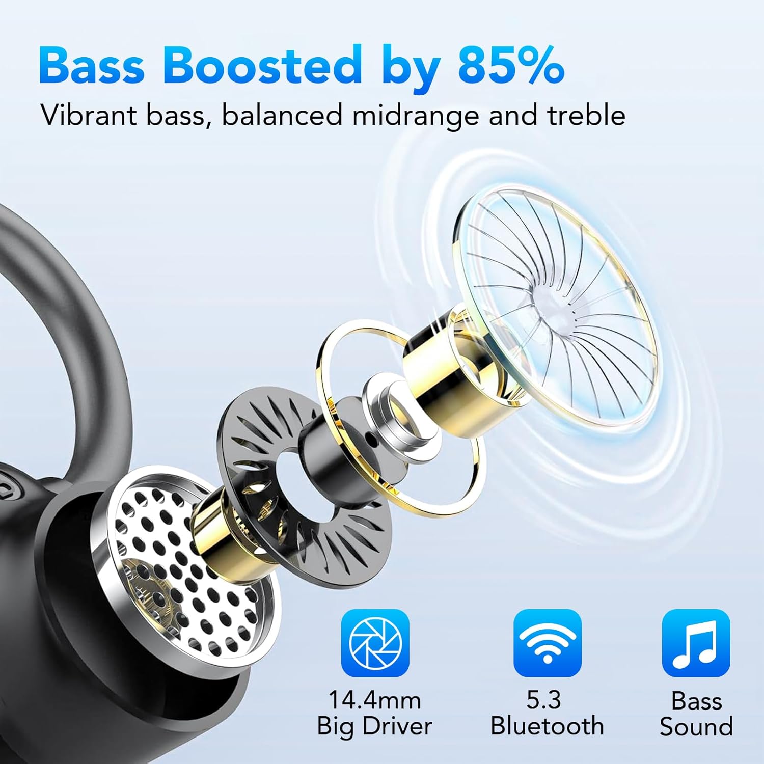 Thumbnail 1 de Ecouteurs Bluetooth Sport sans Fil – HiFi, ANC ENC et IPX7, affichage LED, 72H d’autonomie