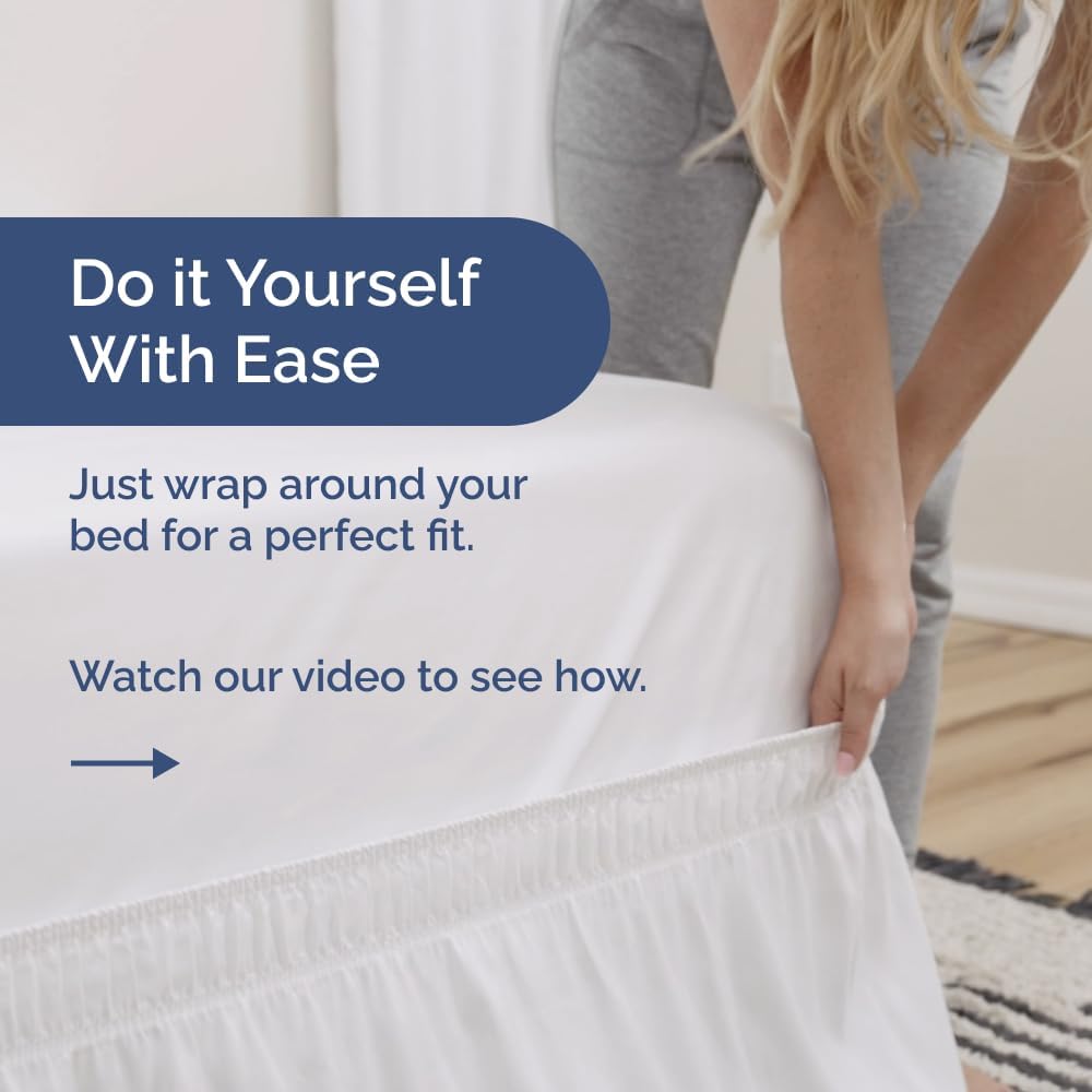 Thumbnail 2 de CGK Linens Wrap Around Dust Ruffle Bed Skirt (White) for King Beds with 12" Drop