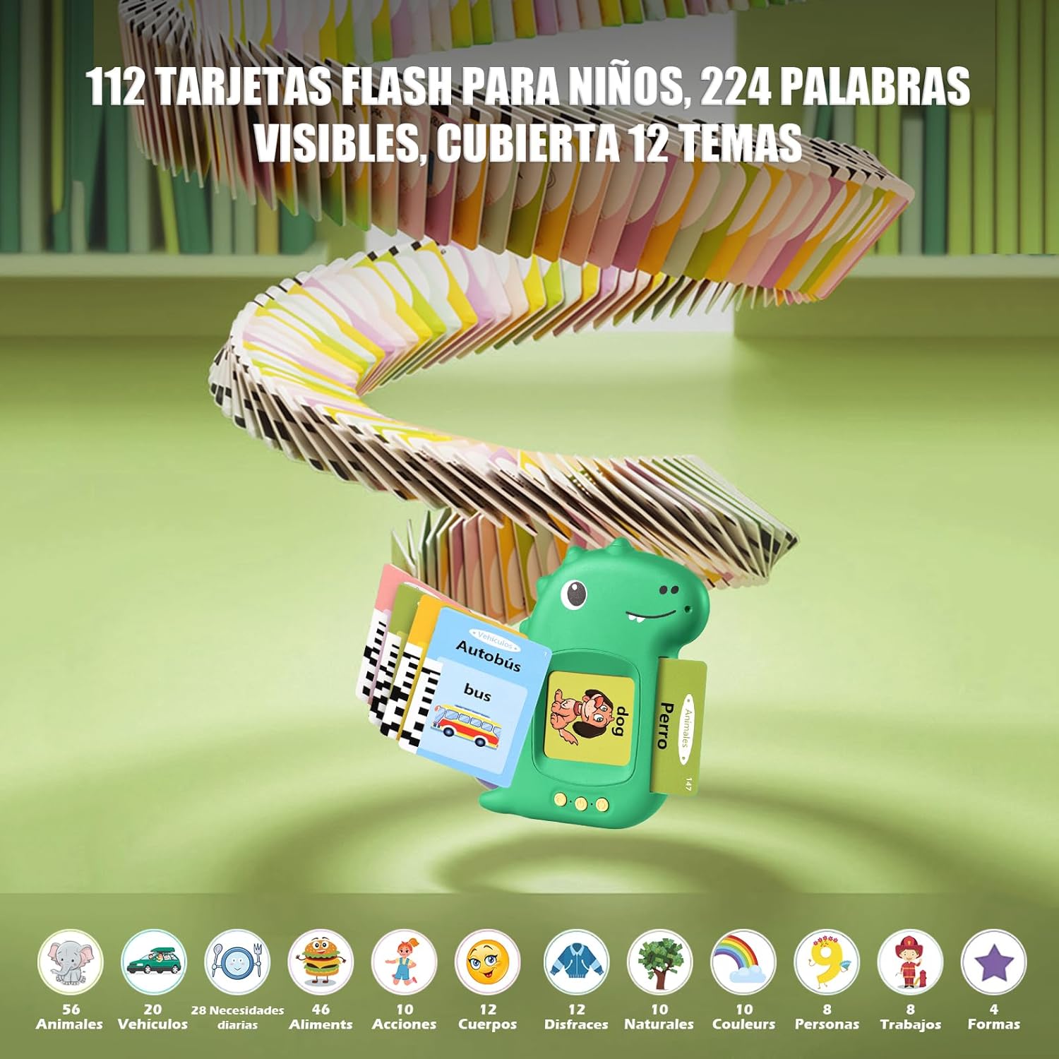 Thumbnail 2 de VISATOR Sprechende Lernkarten für Kinder ab 2–6 Jahren – Lernspielzeug mit Sprachausgabe (112 Karten, 224 Wörter)