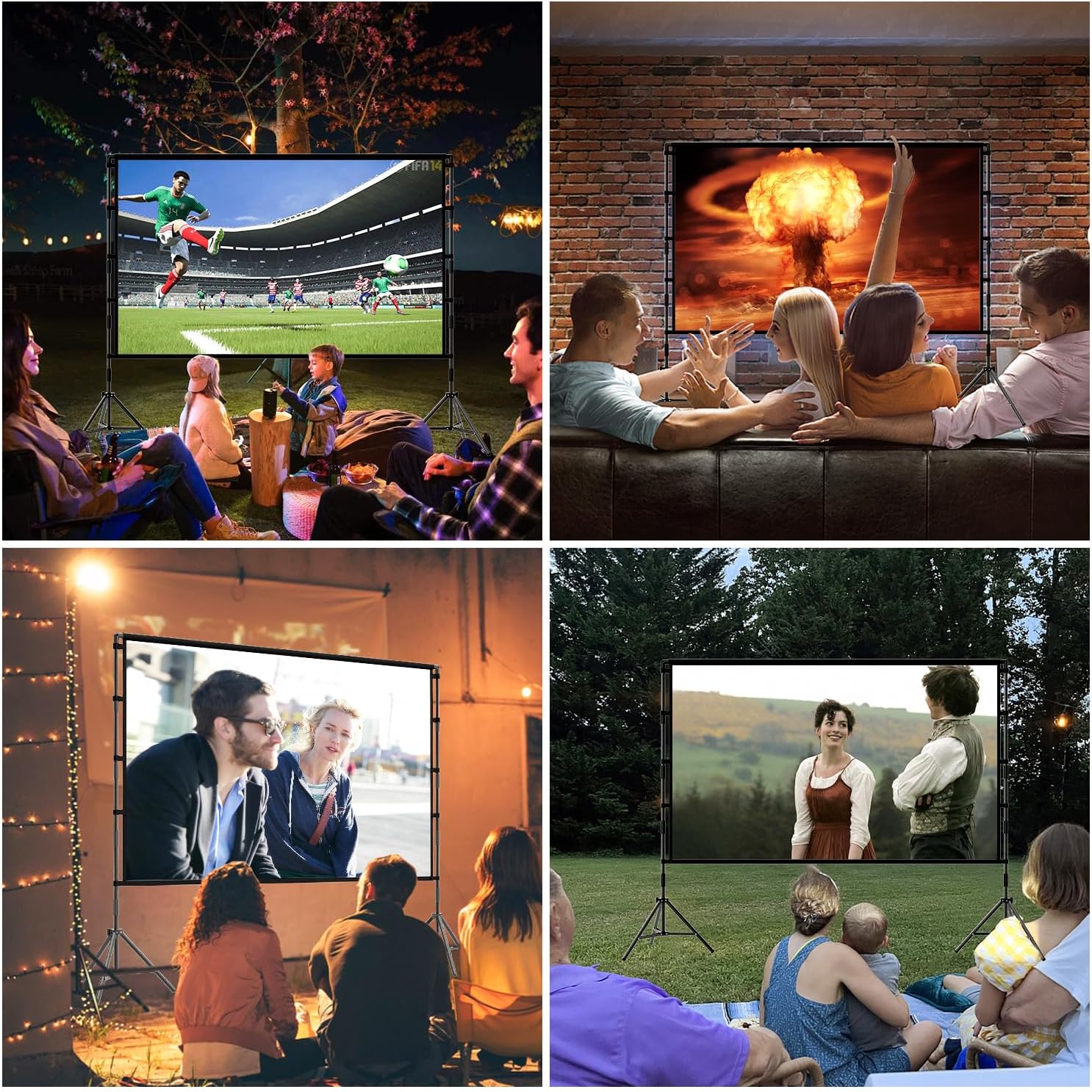 Thumbnail 5 de TOWOND 100-Inch Portable Projector Screen with Stand, 16:9 Black Backing