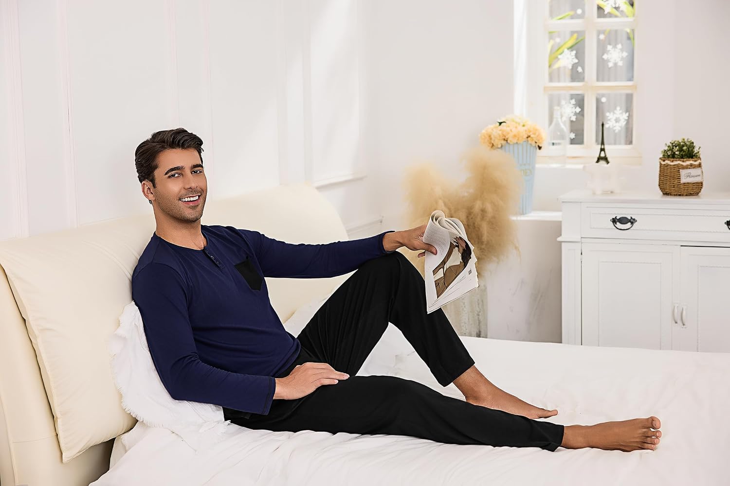 Thumbnail 4 de Bresdk Pyjama Homme Hiver Coton 2 pièces