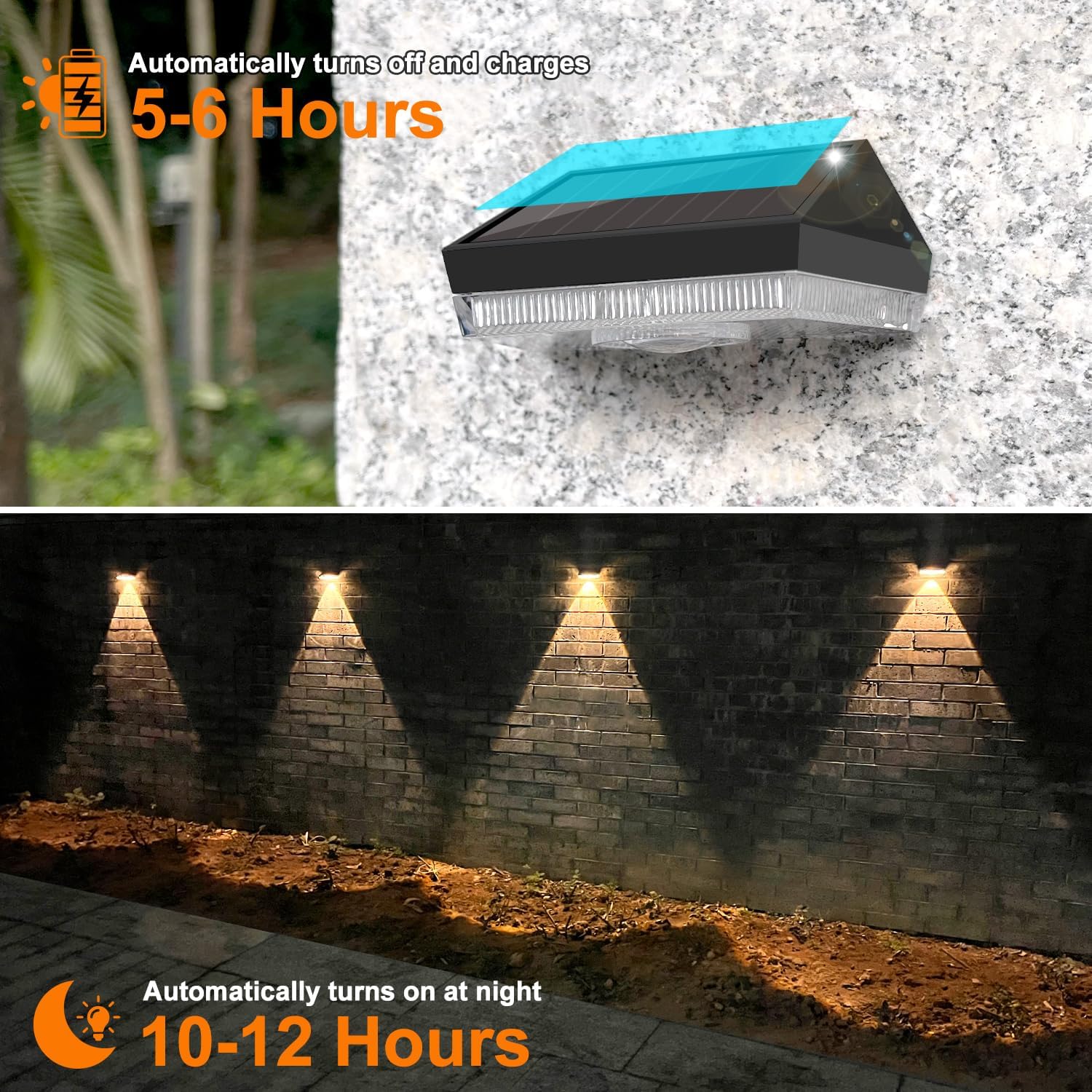 Detalle de ELLASAY Solar Fence Lights Outdoor Garden (2-Pack) – 10 Colour Modes, IP44 Waterproof, Solar Powered for Deck, Patio and Gate