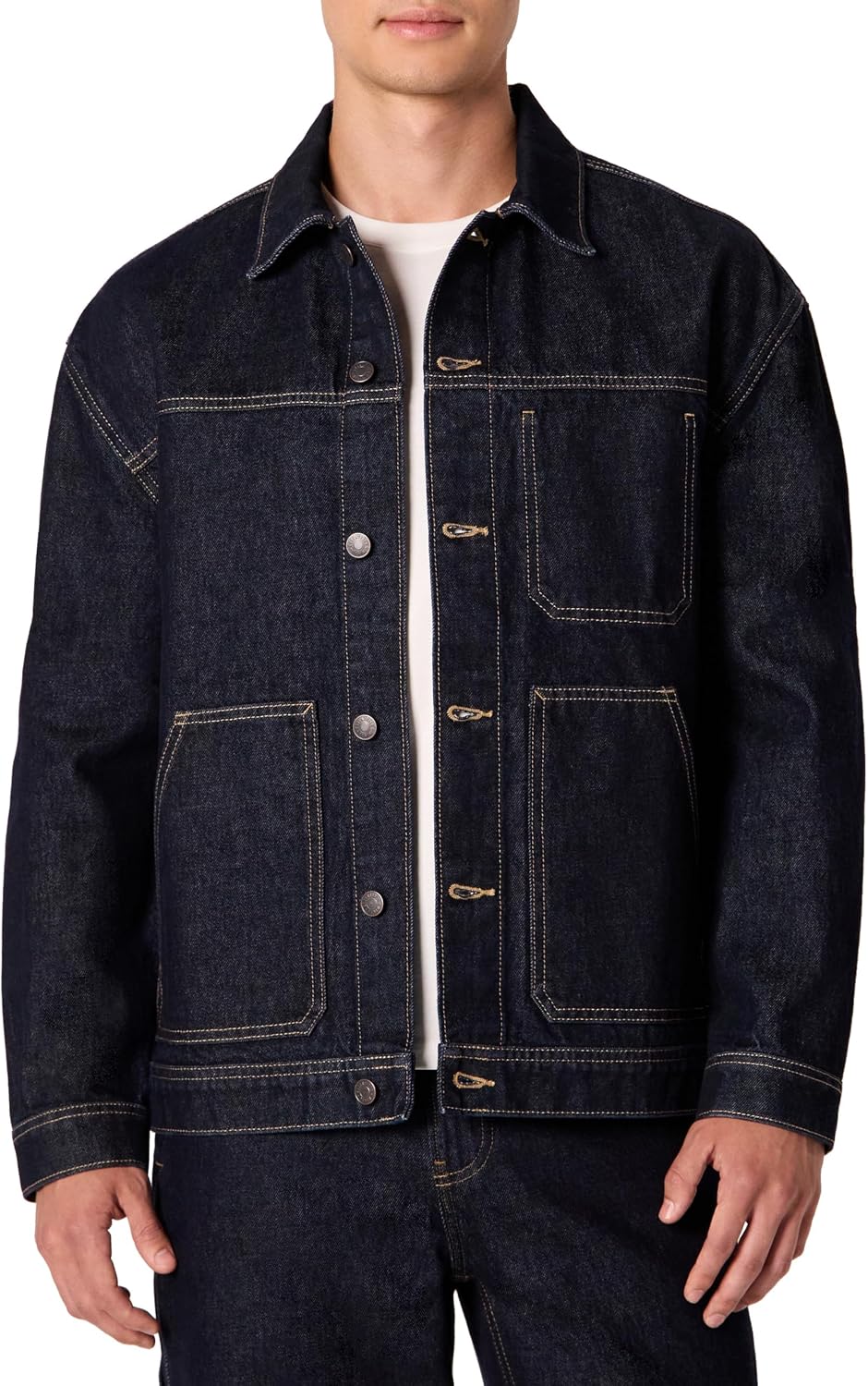 Detalle de Amazon Essentials Herren Relaxed-Fit Utility-Jacke aus festerem Denim