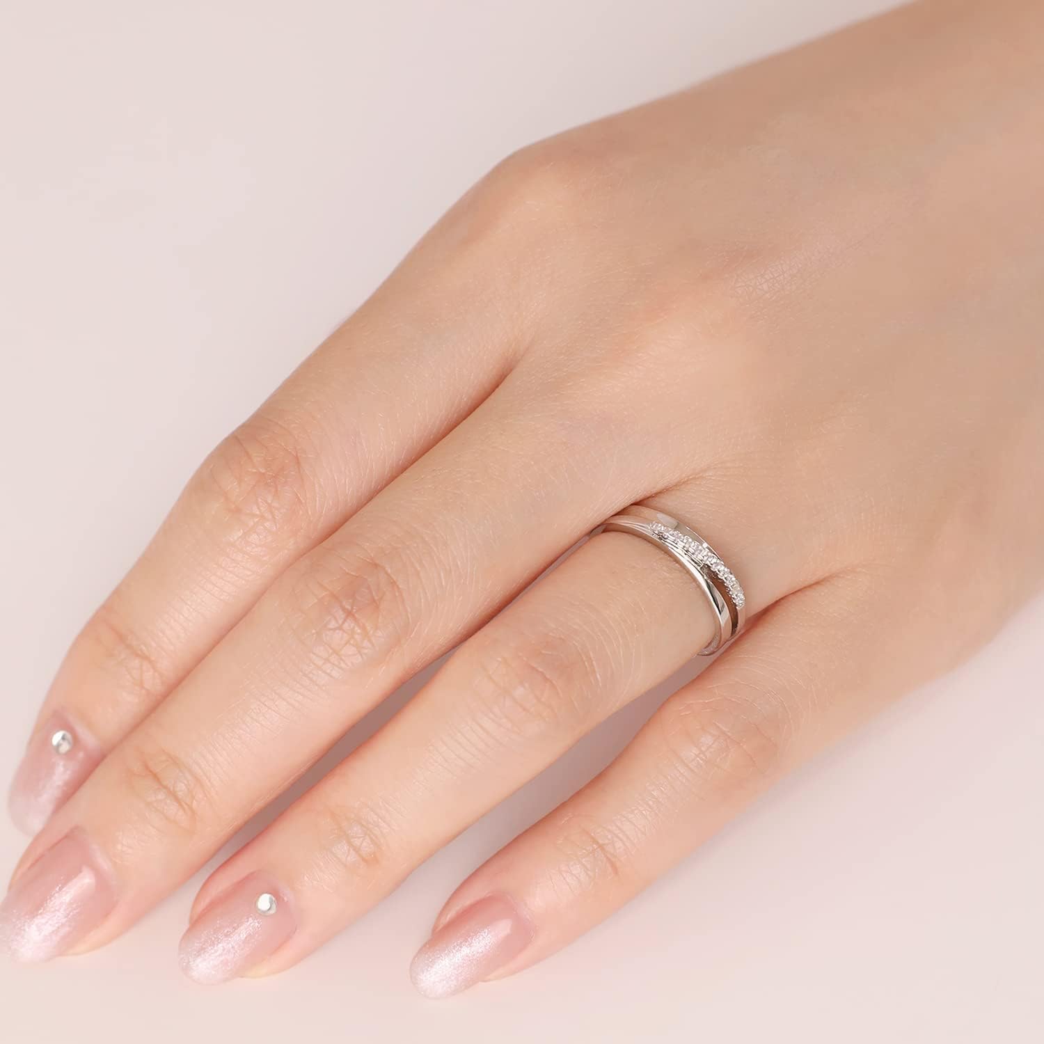 Detalle de Meissa Anelli di coppia intrecciati in argento sterling 925 – Anelli regolabili, fidanzamento/anniversario