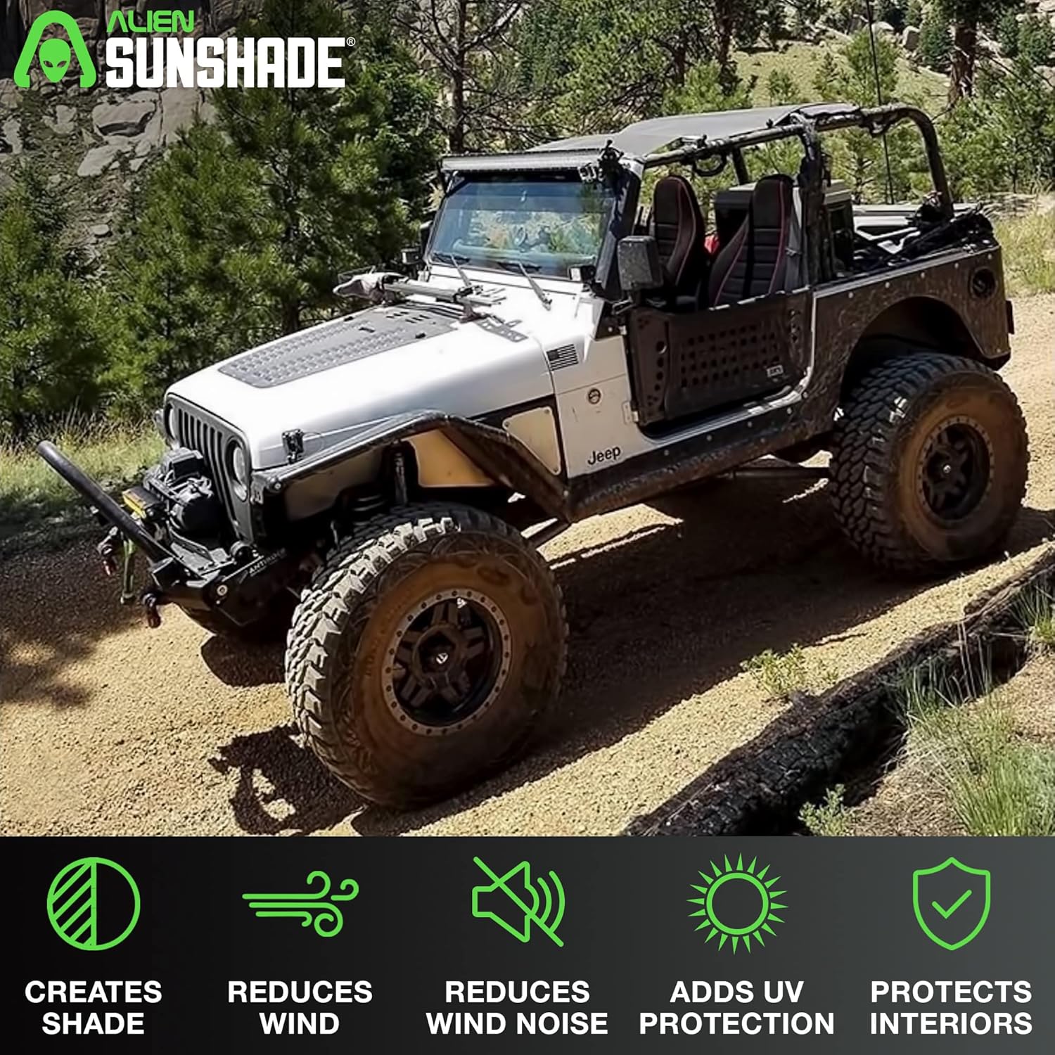Detalle 2 de Alien Sunshade Jeep Wrangler TJ/YJ Sun Shade