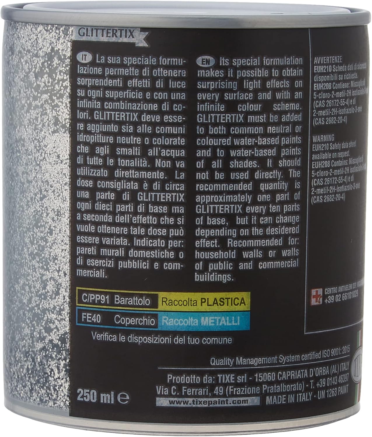 Detalle de TIXE Glittertix Additivo Glitter per Pittura 250ml – Effetto Luminoso per Pareti, Mobili e Oggetti