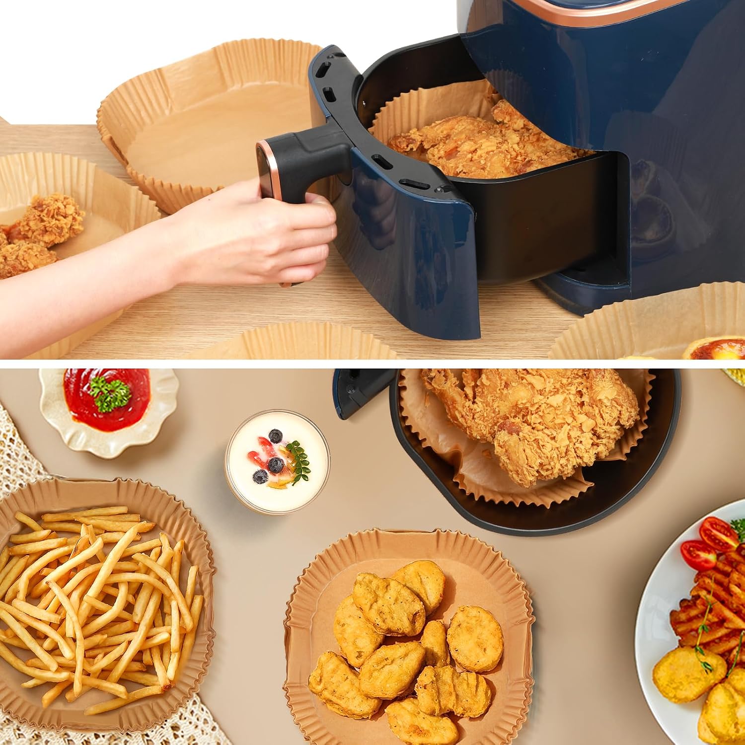 Thumbnail 6 de Stone TH 1.2L–4.5L Air Fryer Paper Liners (100pcs) – 6.3 Inch Square