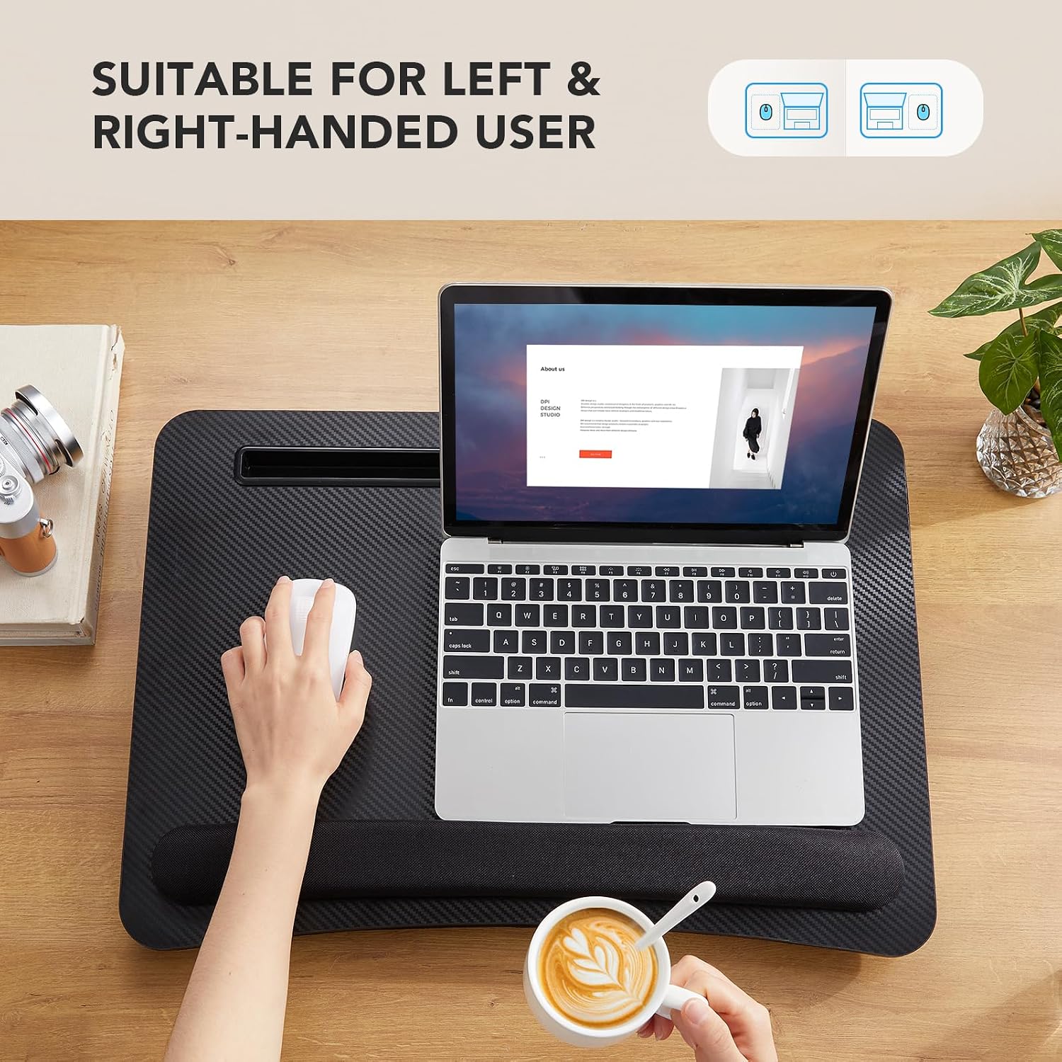Detalle de HUANUO Laptop Lap Desk with Cushion, Fits up to 17-Inch Laptops, Black