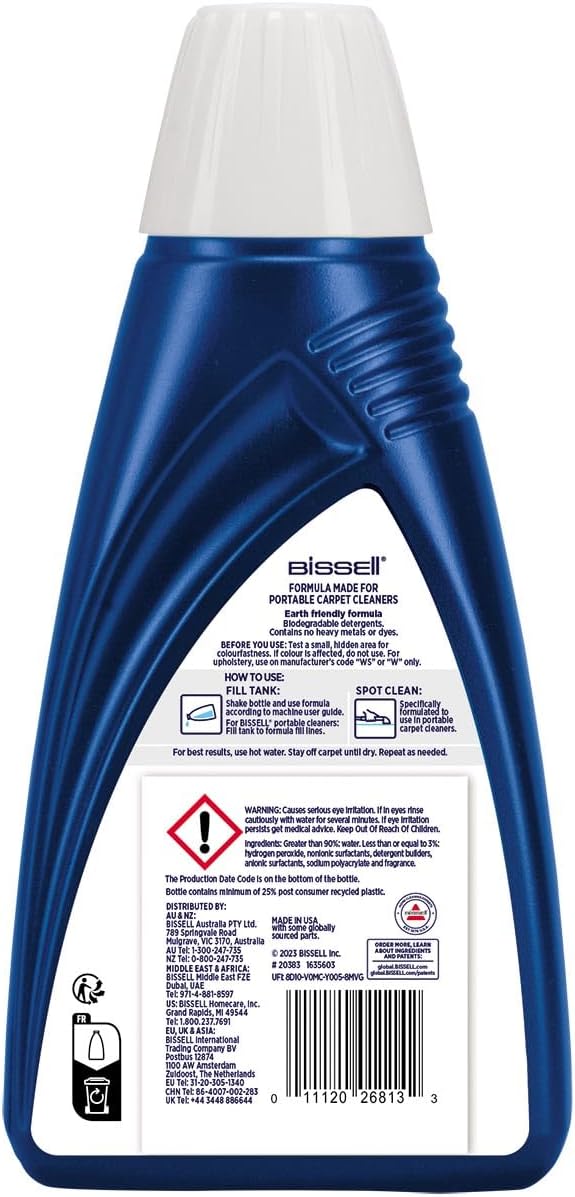 Detalle 2 de BISSELL Spot & Stain Pro Oxy: Soluzione detergente per tappezzeria e tappeti portatili, 1L