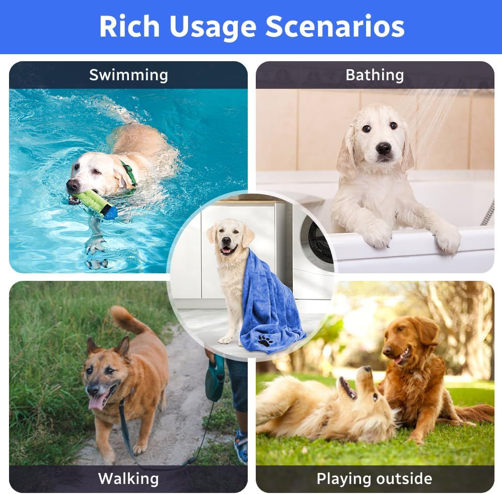 Thumbnail 5 de Adiwo asciugamani per cani in microfibra 140x70 cm (blu reale) – super assorbente ad asciugatura rapida