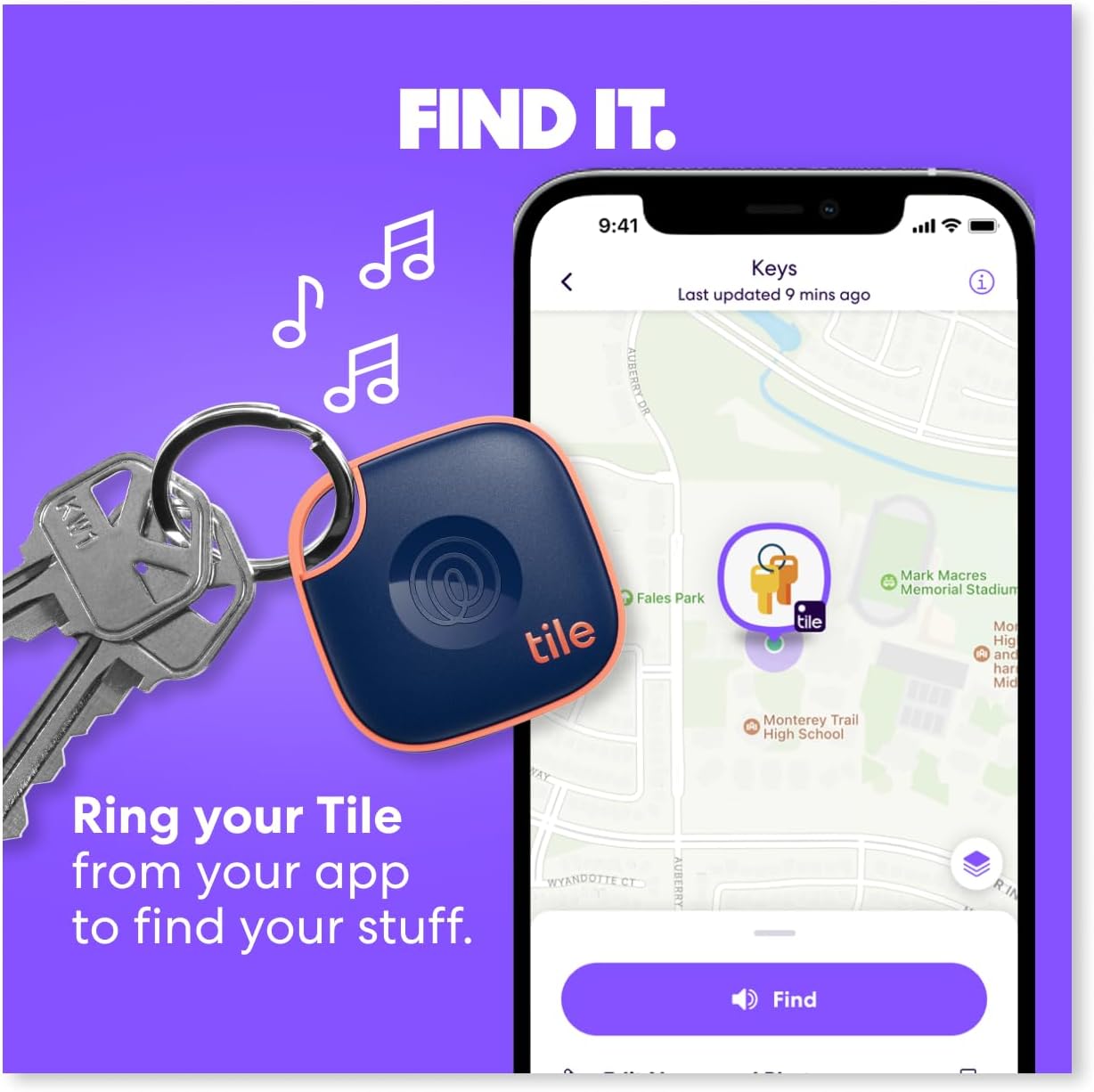 Thumbnail 2 de Tile by Life360 Mate Bluetooth tracker (keys finder & phone finder) – Navy Blaze, 1-pack