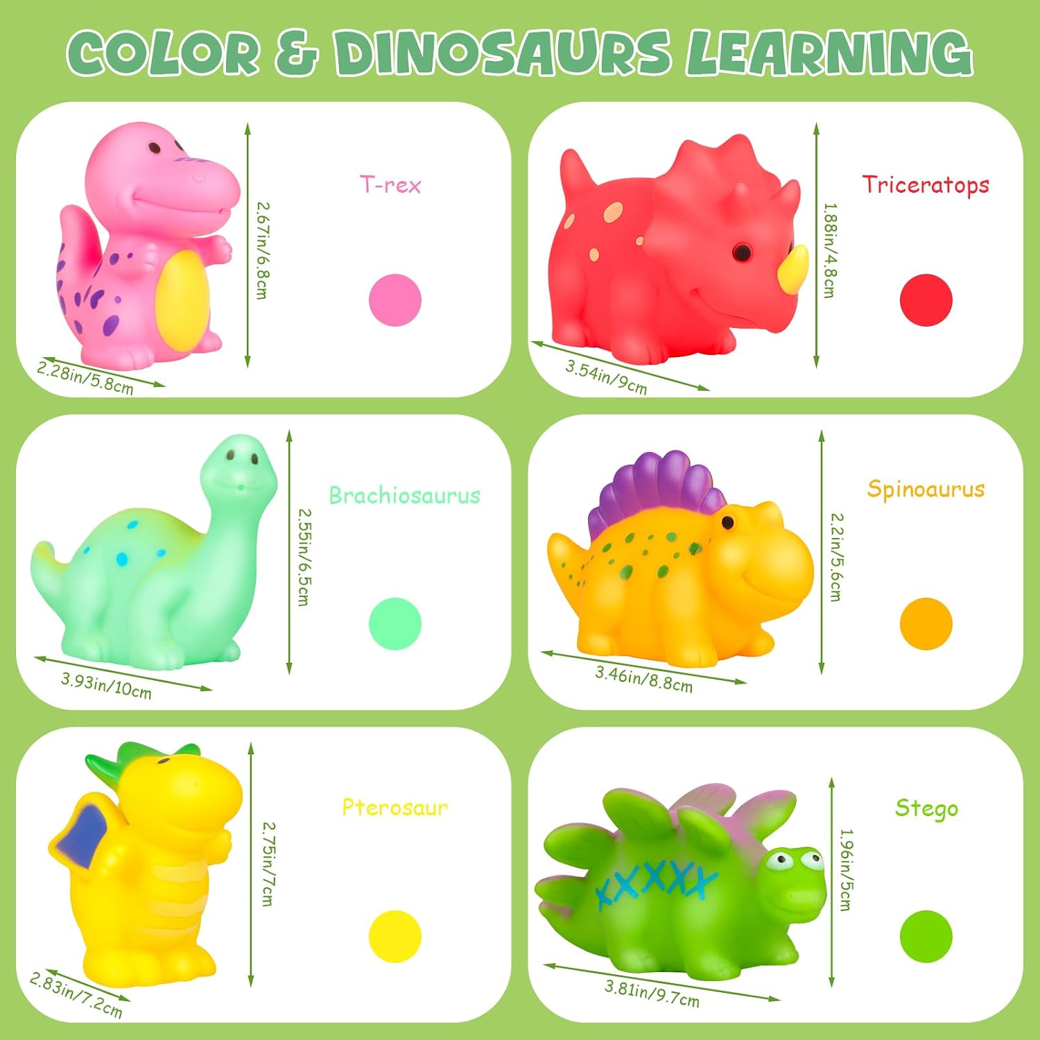 Detalle de Jovicos No Hole No Mould Baby Bath Toys (6pcs) Dinosaur Set for Toddlers