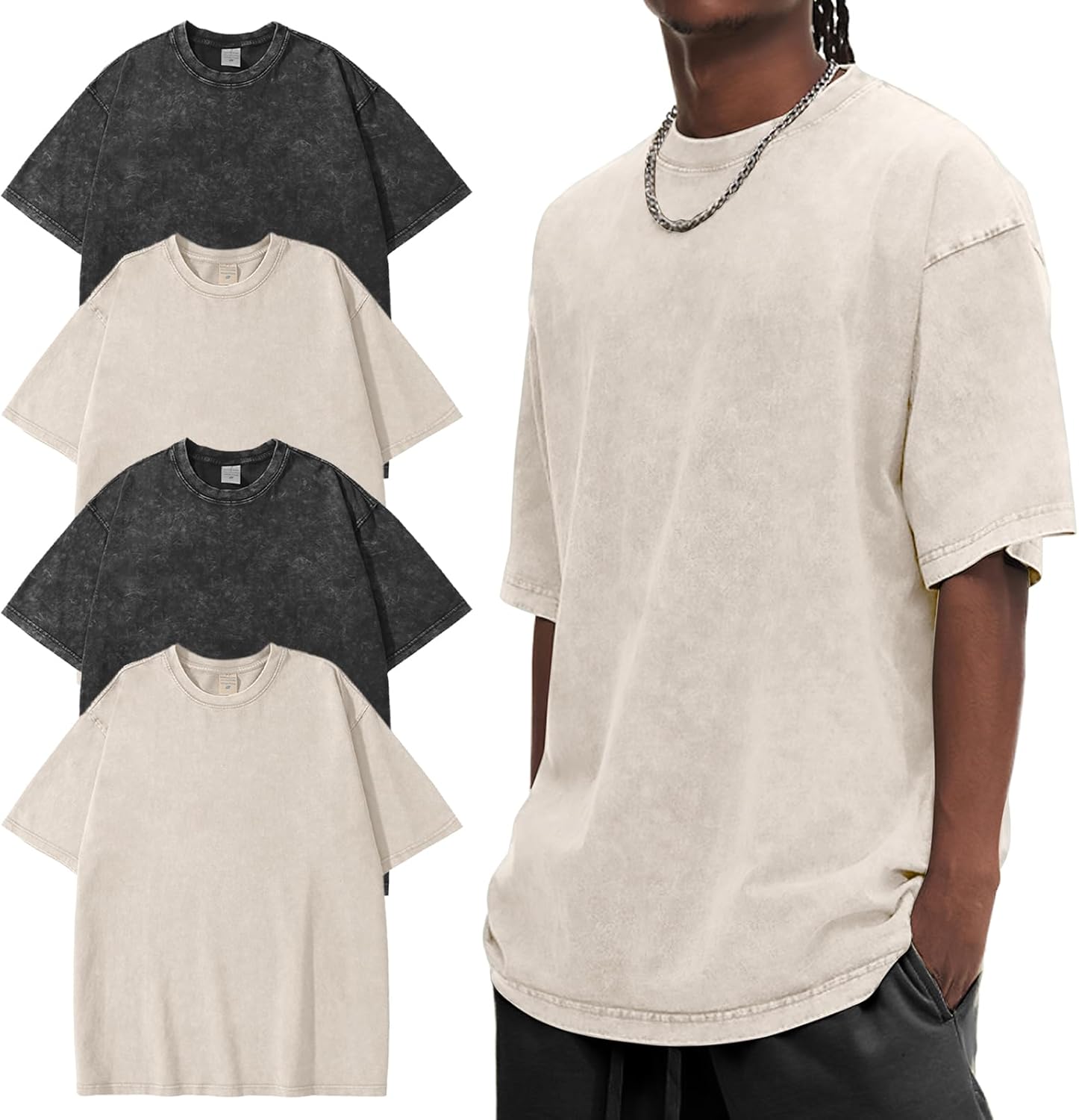 Thumbnail 6 de Eiscntd Men's Oversized T-Shirts: Heavyweight Cotton, Vintage Washed, Loose Fit