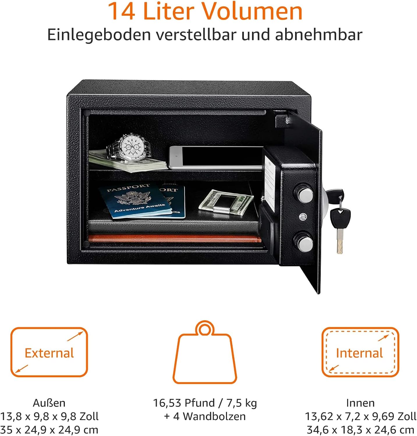 Detalle 2 de Amazon Basics Tresor 14 l 🗄