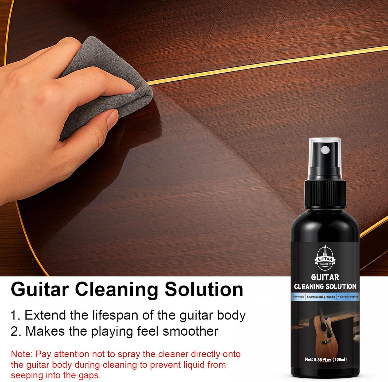 Detalle de DINGSEN Guitar Cleaning Kit-8Pc: Pro Maintenance for Every Guitar