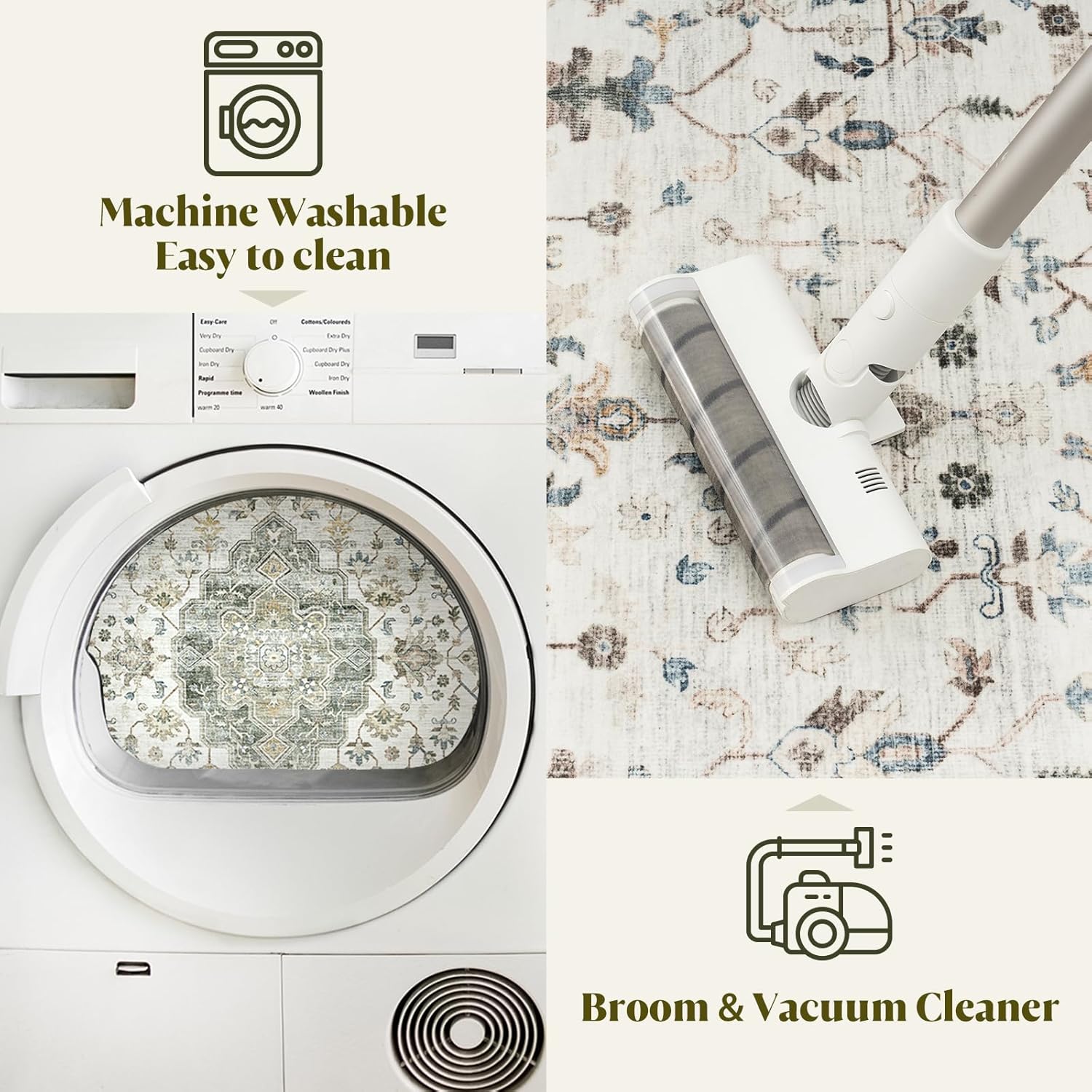 Thumbnail 1 de HOMFINE Alfombra Vintage Grande Lavable Antideslizante 🏡 200x300cm