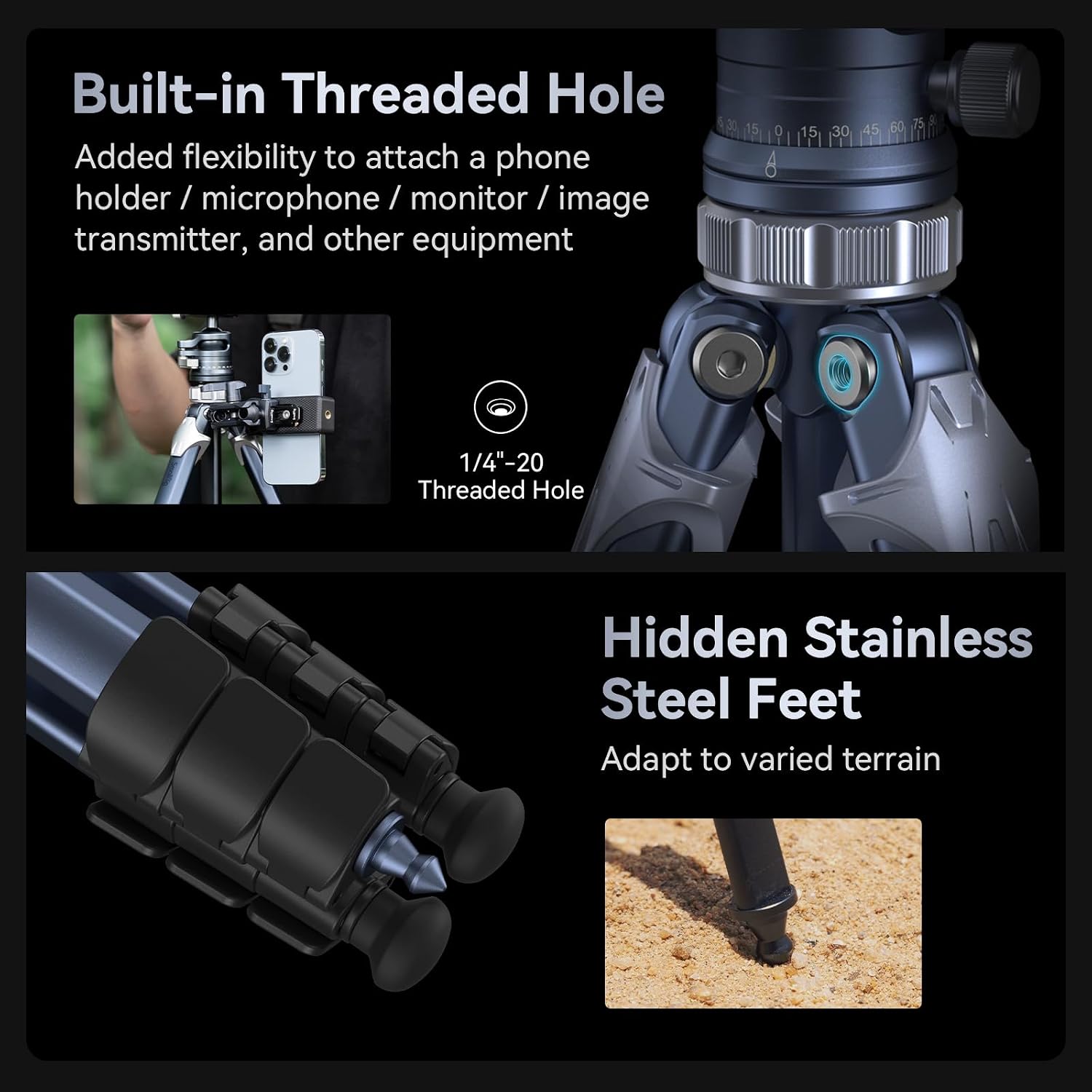 Thumbnail 5 de SMALLRIG Lightweight Travel Tripod AP-02 – kompaktes Reisestativ mit 8 kg Tragkraft