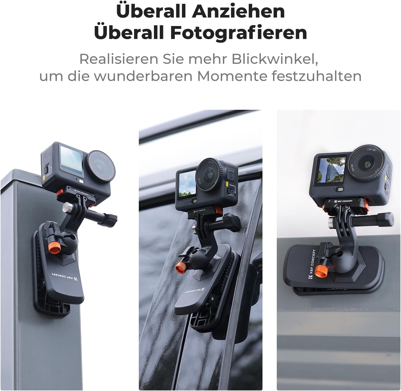 Thumbnail 3 de K&F CONCEPT Magnetische Rucksack Clip-Halterung | vielseitige POV-Kamera-Halterung mit 360° Kugelkopf