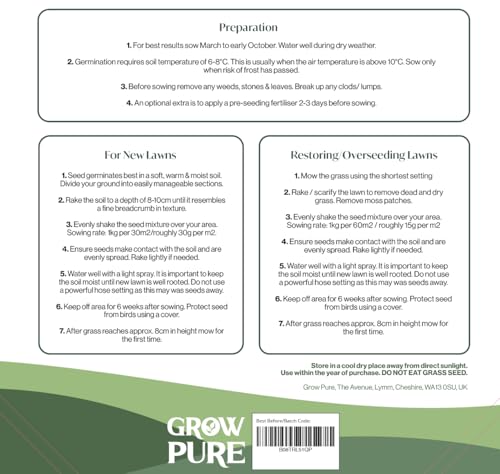 Thumbnail 6 de Grow Pure Grass Seed (1kg) — Quick Patch and New Lawn Solution, UK Climate