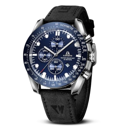 Detalle de LN LENQIN Orologio Uomo Analogico al Quarzo con Cinturino in Pelle