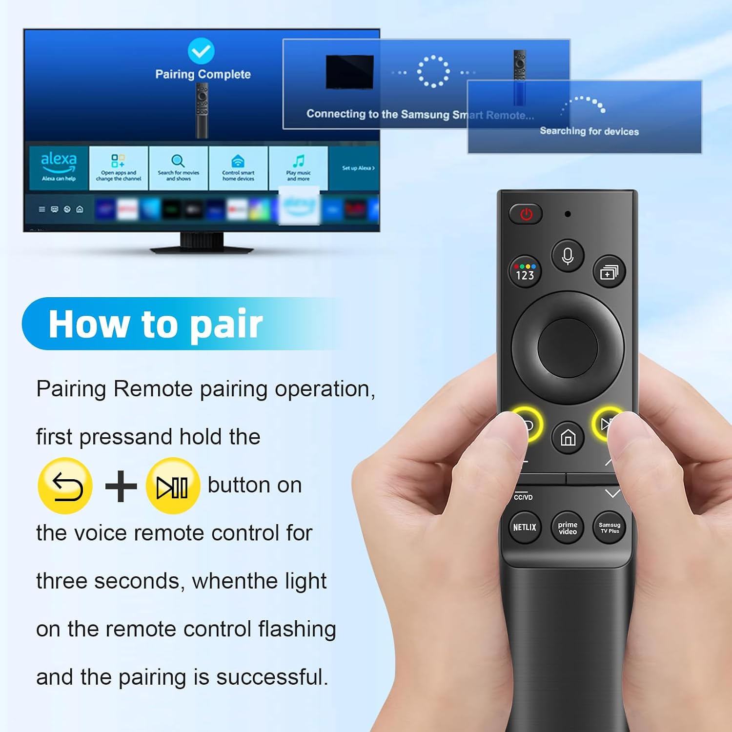 Detalle de BN59-01357F TM2180E RMCSPA1RP1 Voice Remote Replacement for Samsung Smart TVs