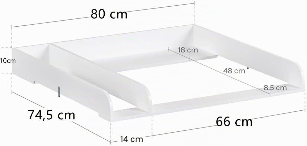 Thumbnail 2 de WOLTU Fasciatoio per Cassettiera Universale con Divisione Rimovibile – MDF Bianco
