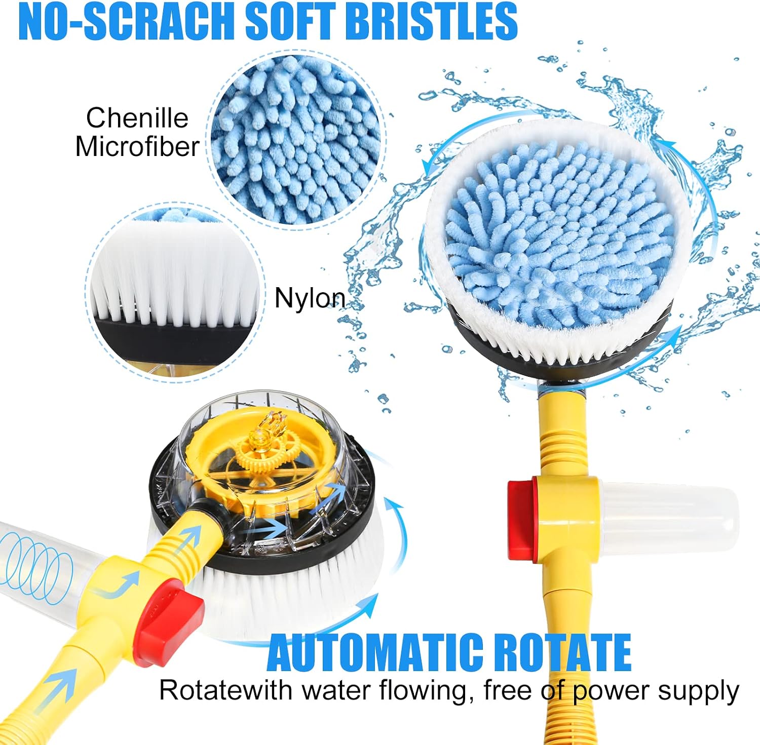 Detalle de FEMBW Rotating Car Wash Brush & Automatically Foams Car Wash Kit (long handle, hose attachment, pressure washer gun)