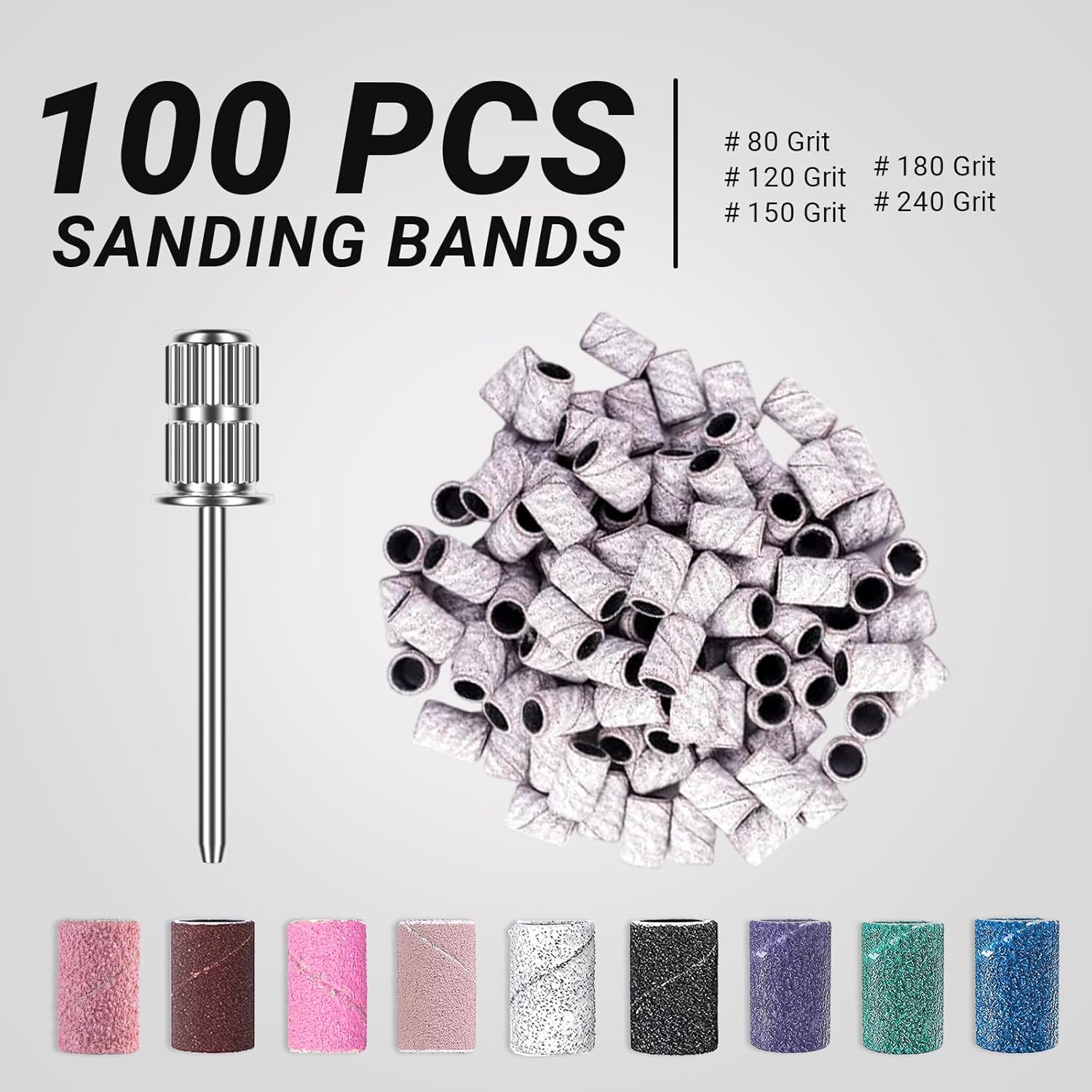 Thumbnail 1 de MelodySusie 100 Pcs 180 Grit Sanding Bands for Nail Drill Mandrel Bits (Zebra) – A Practical Pick for DIY and Salon Use