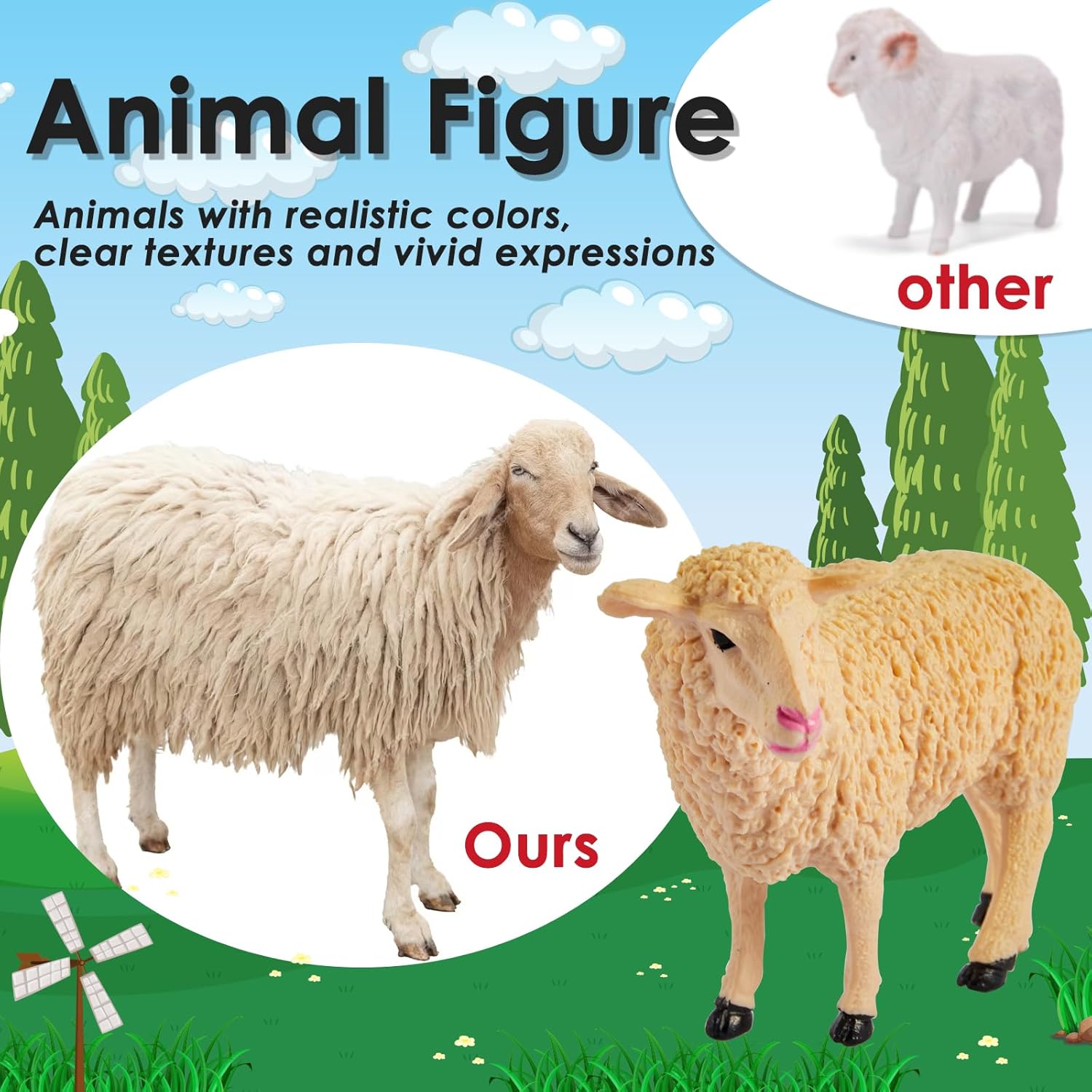 Detalle de BUYGER Kids Farm Animals set with fence 🐥