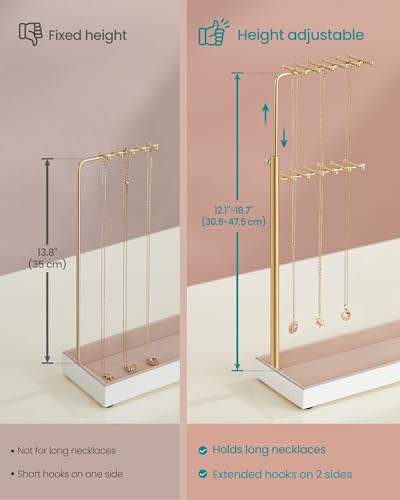 Thumbnail 3 de SONGMICS Jewellery Display Stand JJS026A01: 3-Row Tall Adjustable Necklace Holder in Pale Gold
