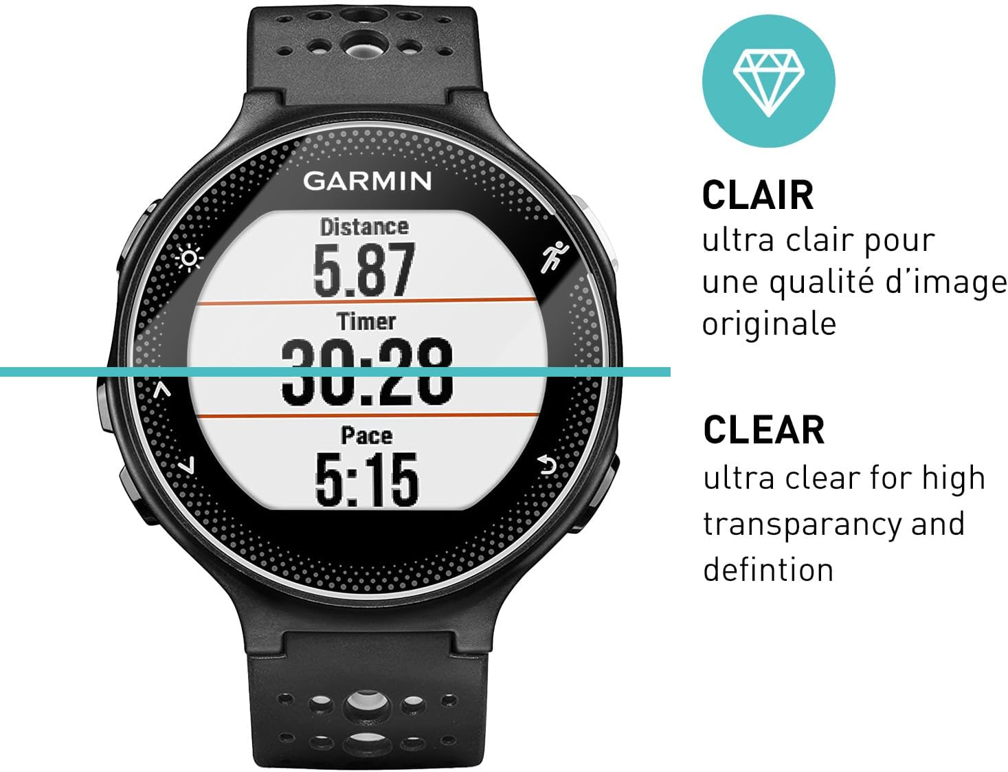 Detalle 2 de smartect Verre Trempé 9H (3 pièces) pour Garmin Forerunner 235 – protection écran HD anti-rayures, sans bulles