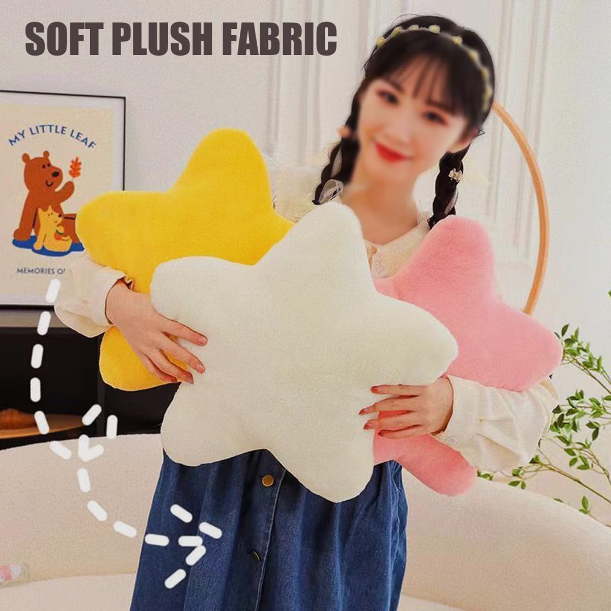 Thumbnail 4 de Bettschlange Kuschelkissen Kinder Stern (rosa), 50×50 cm – weiches Dekokissen für Kinderzimmer & Sofa