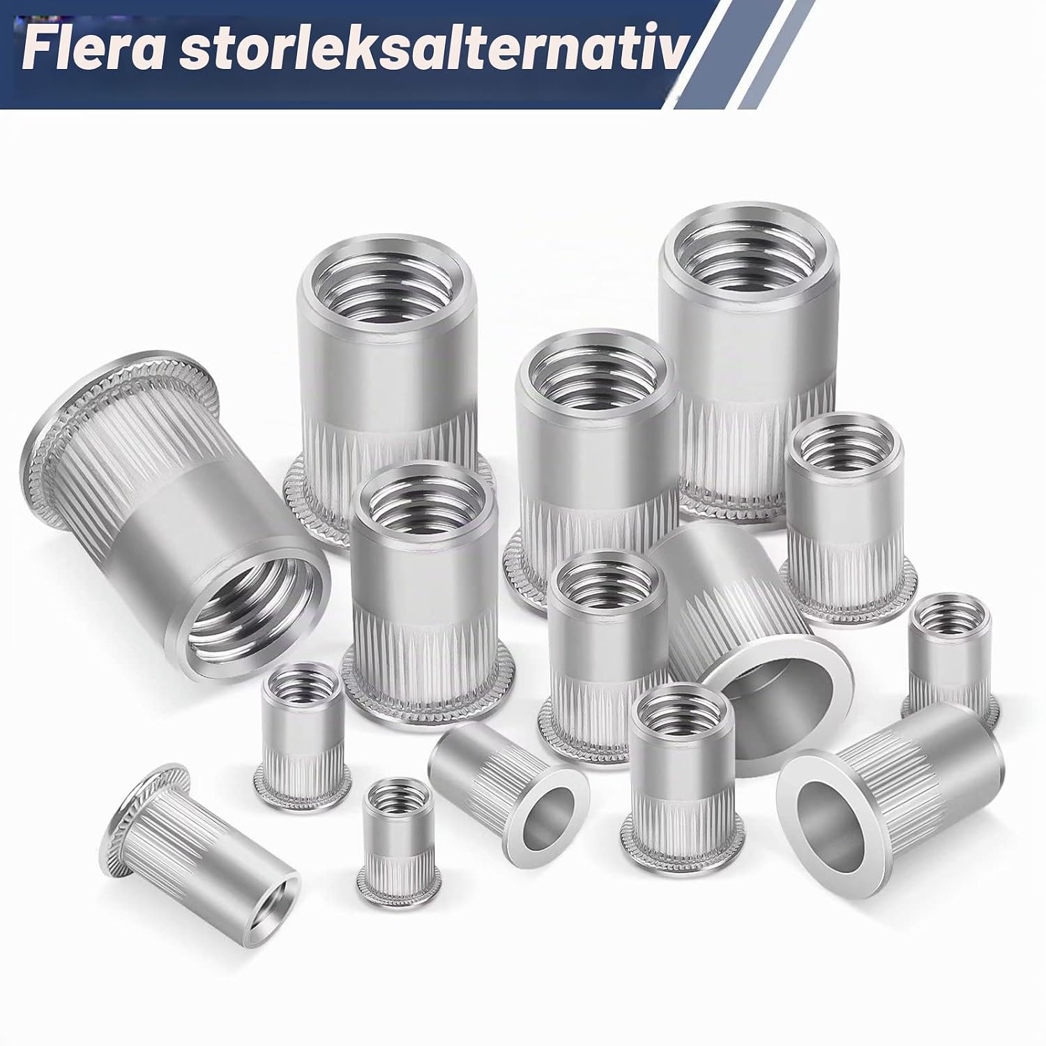 Thumbnail 4 de Leryati M5 nitmuttrar i rostfritt stål A2 V2A, 20-pack med platt huvud