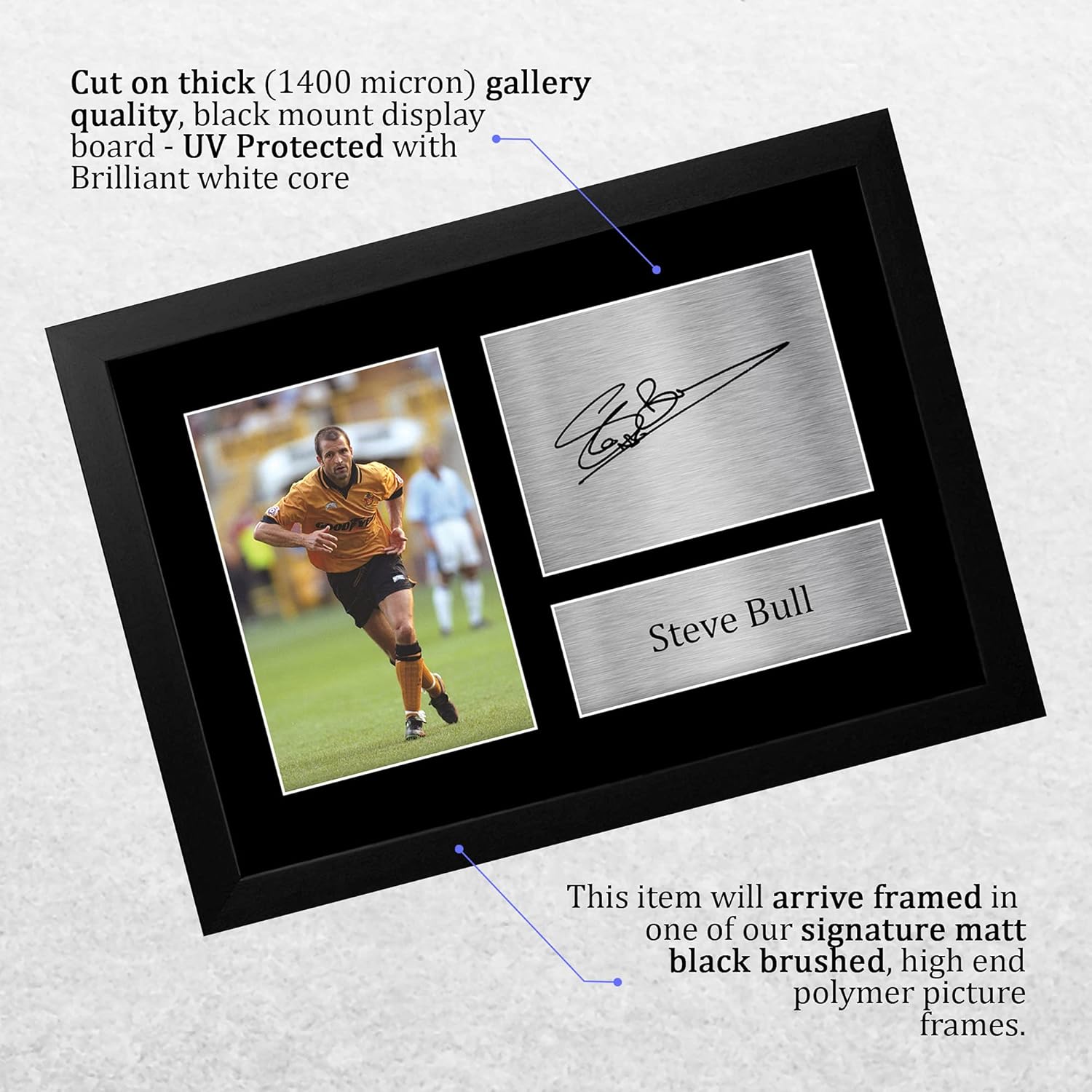 Thumbnail 2 de HWC Trading Steve Bull Wolves signed autograph A4 framed memorabilia photograph display