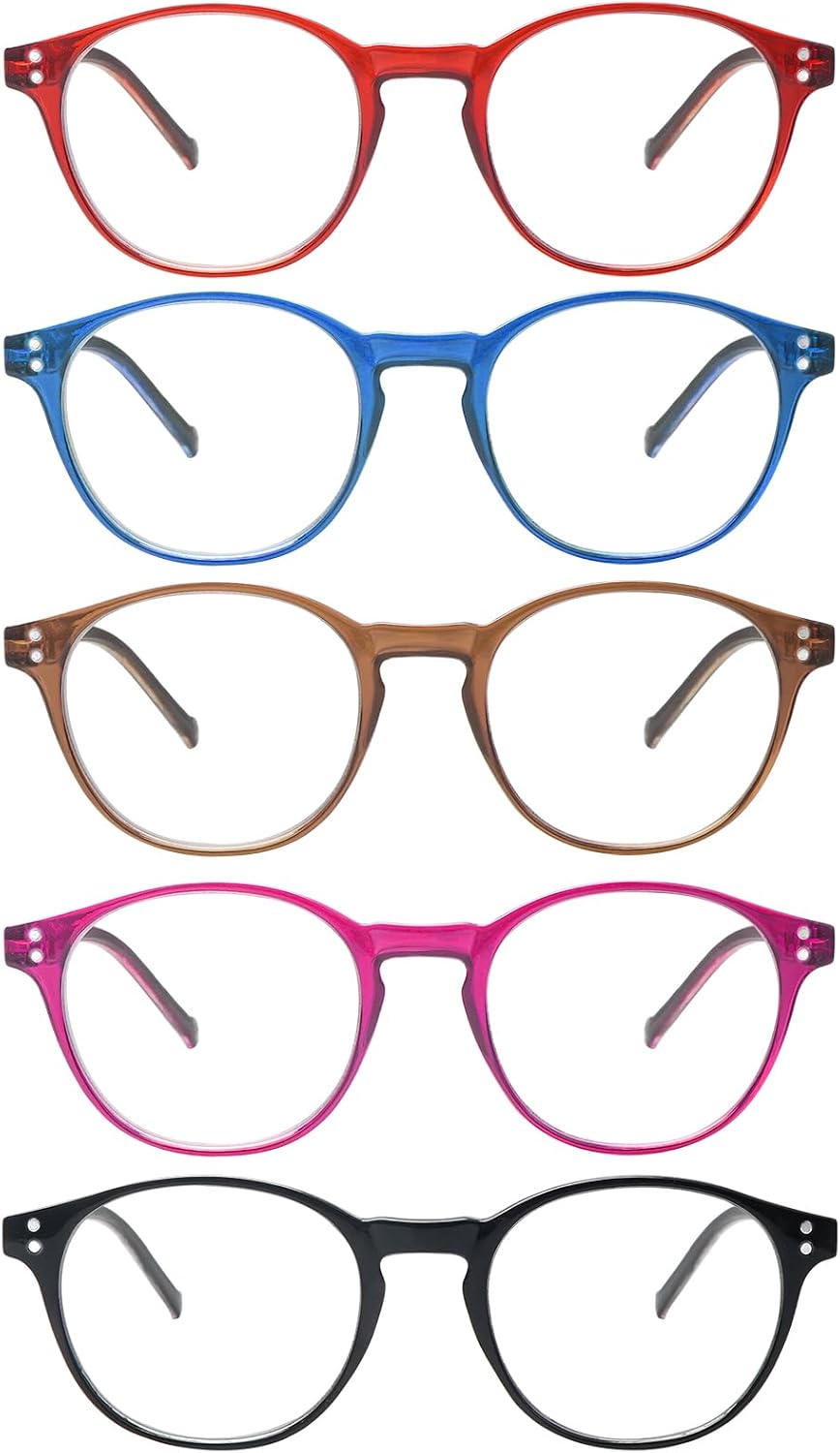 Detalle de ZONLON 5 Pack Retro Reading Glasses with Blue Light Blocking Lenses