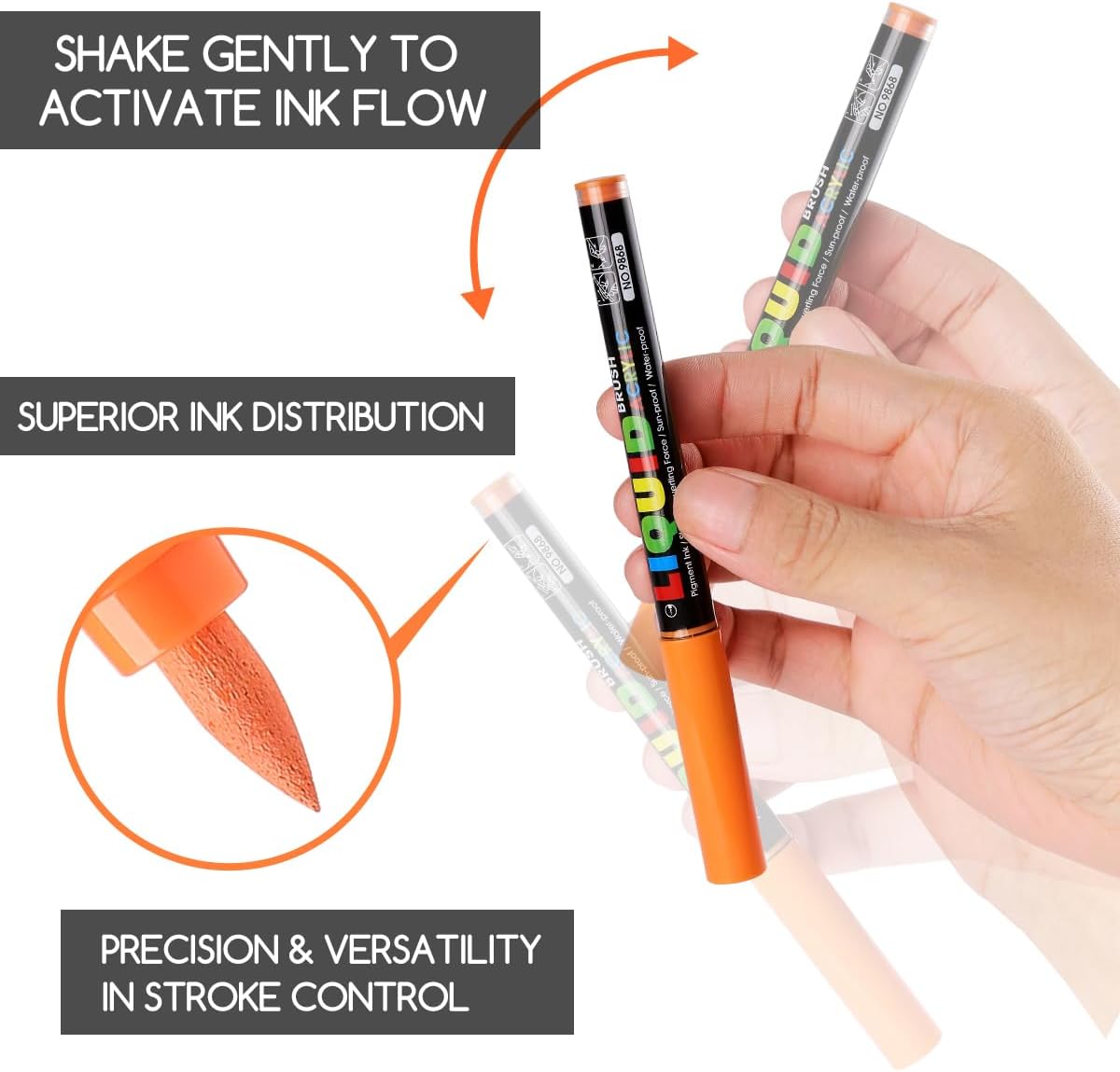 Thumbnail 5 de SKYGLORY 36 Colours Liquid Ink Acrylic Paint Markers with Flexible Brush Tips