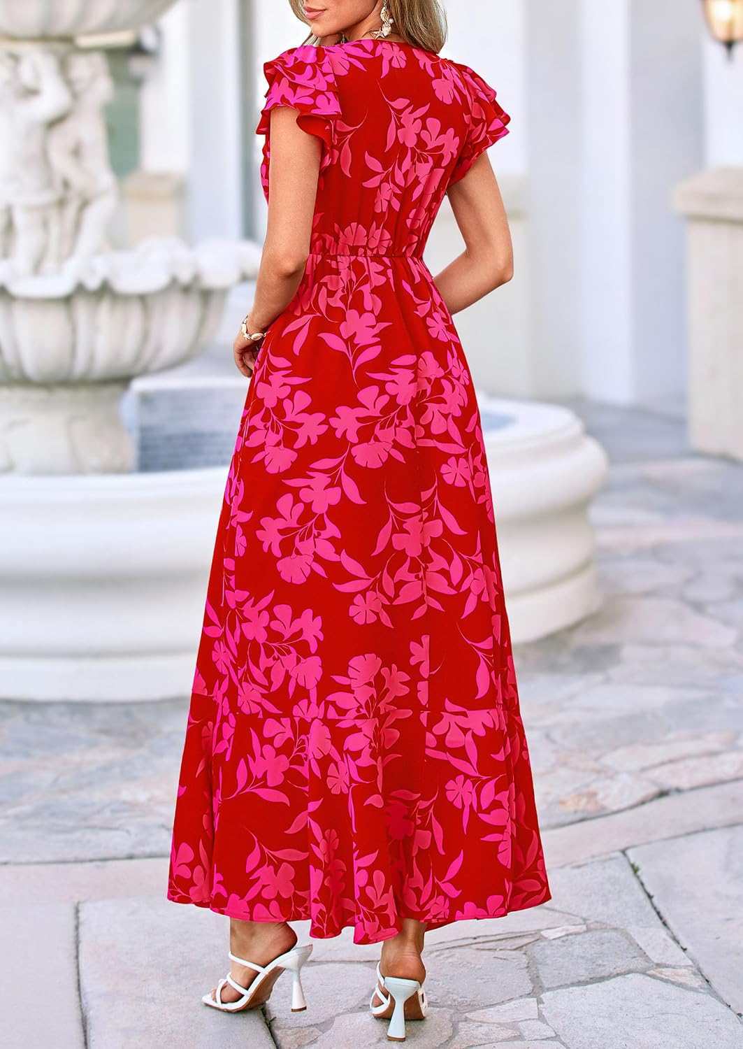 Detalle 2 de PRETTYGARDEN Floral Maxi Dress for Women 2026 Summer Boho With Ruffles — Beach to Wedding Guest